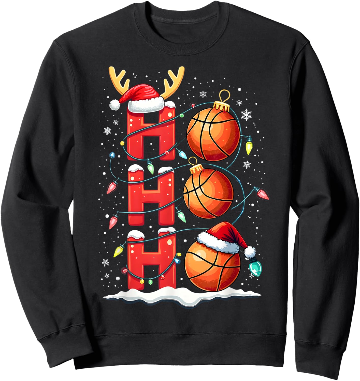 Christmas Basketball Ho Ho Sports Christmas Basketball Boys Kids , Black, S Sweatshirt - Sweatshirt | Black