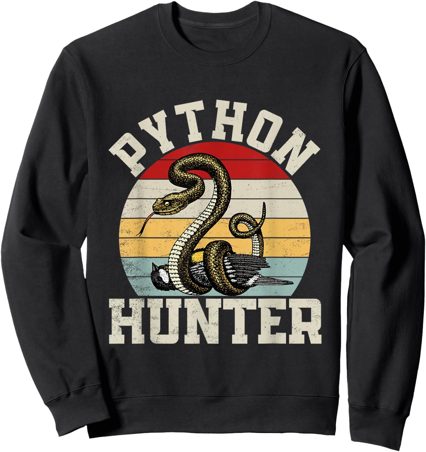 Python Hunter Florida Snake Vintage Retro Sunset Sweatshirt - Sweatshirt | Black