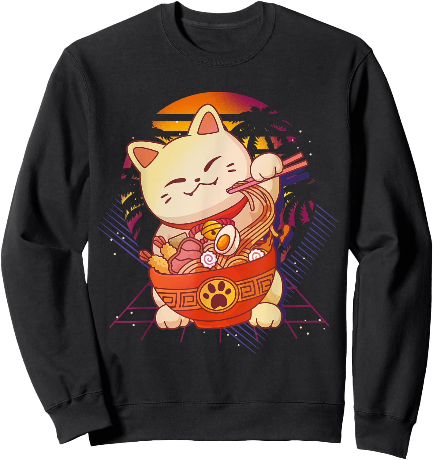 Ramen Cat Anime Sweatshirt - Sweatshirt | Black