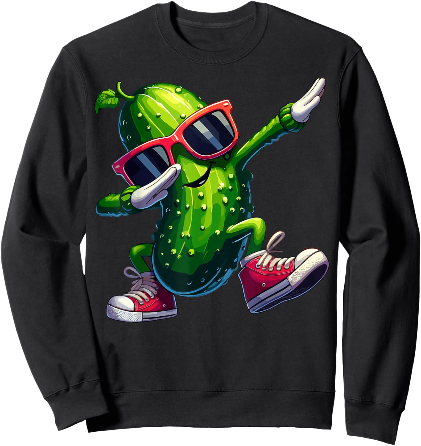 Pickle Dabbing Funny Sunglass Cucumber Boys Girls Kids Sweatshirt - Sweatshirt | Black