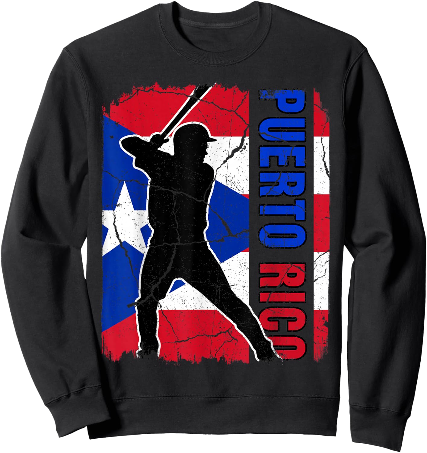 Puerto Rican Baseball Player Puerto Rico Flag Baseball Fans Sweatshirt - Sweatshirt | Black
