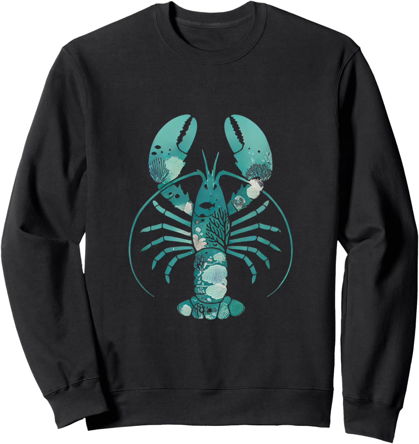Teal Blue Lobster Sea Animal Silhouette Marine Life Vintage Sweatshirt - Sweatshirt | Black
