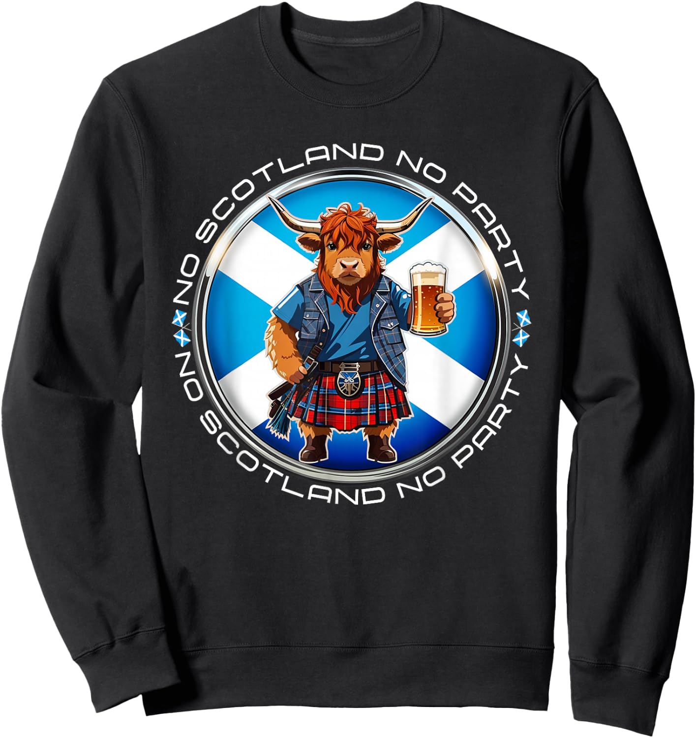 No Scotland No Party Scottish Pride Scotland Highland Cow Sweatshirt - Sweatshirt | Black