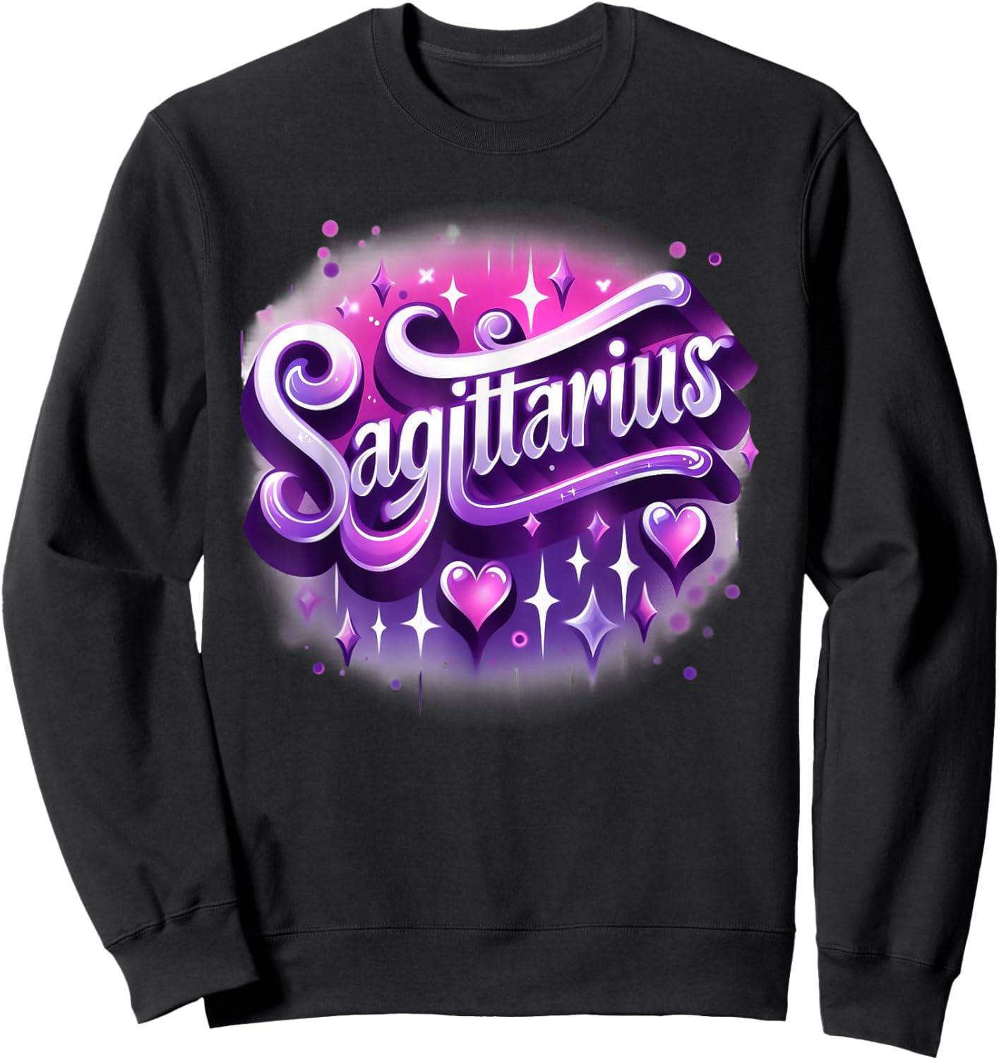Pink and Purple Sagittarius Zodiac Star Sign Sweatshirt - Sweatshirt | Black