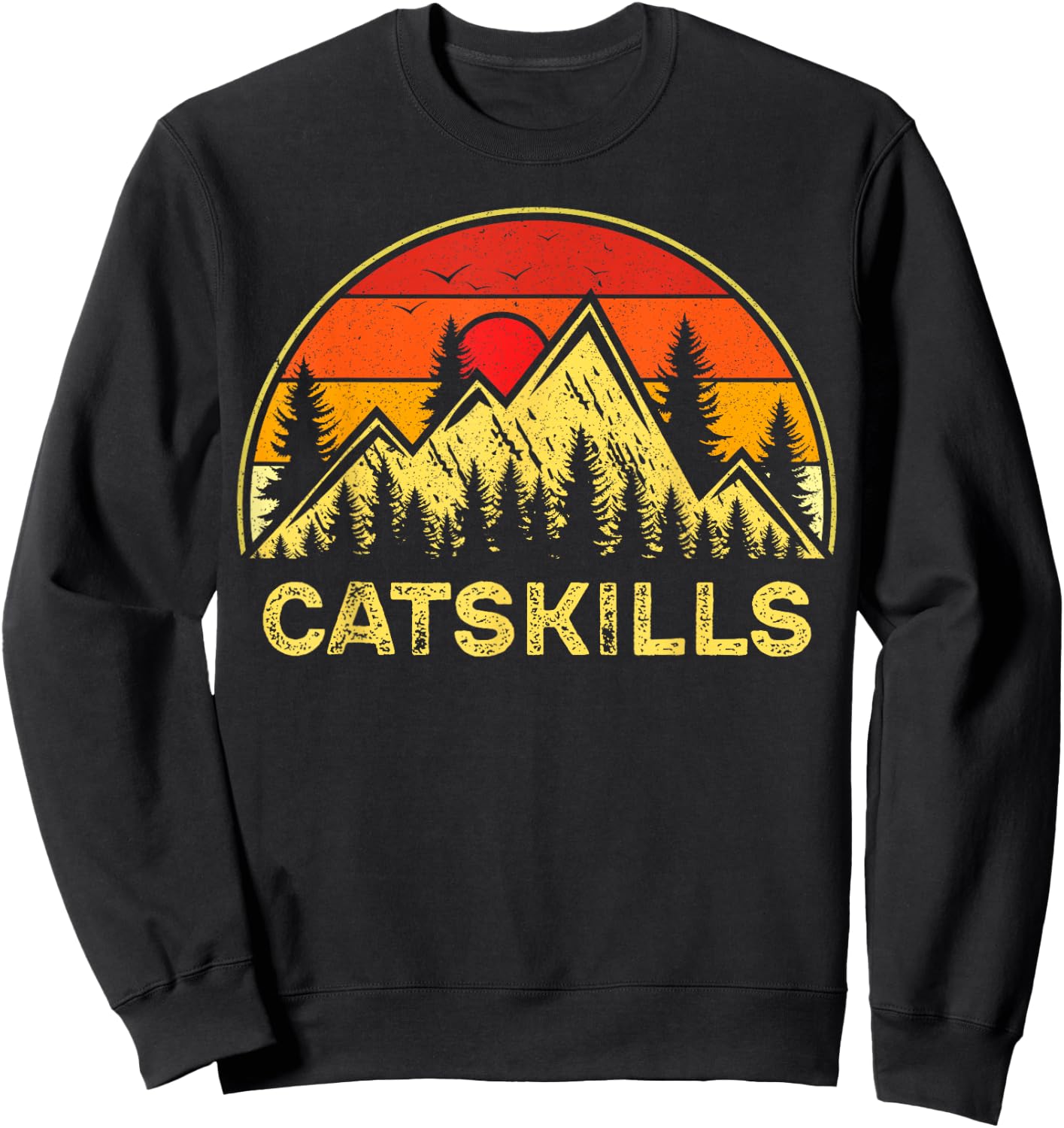 Vintage Catskills New York Mountains Nature Hiking Souvenir Sweatshirt - Sweatshirt | Black