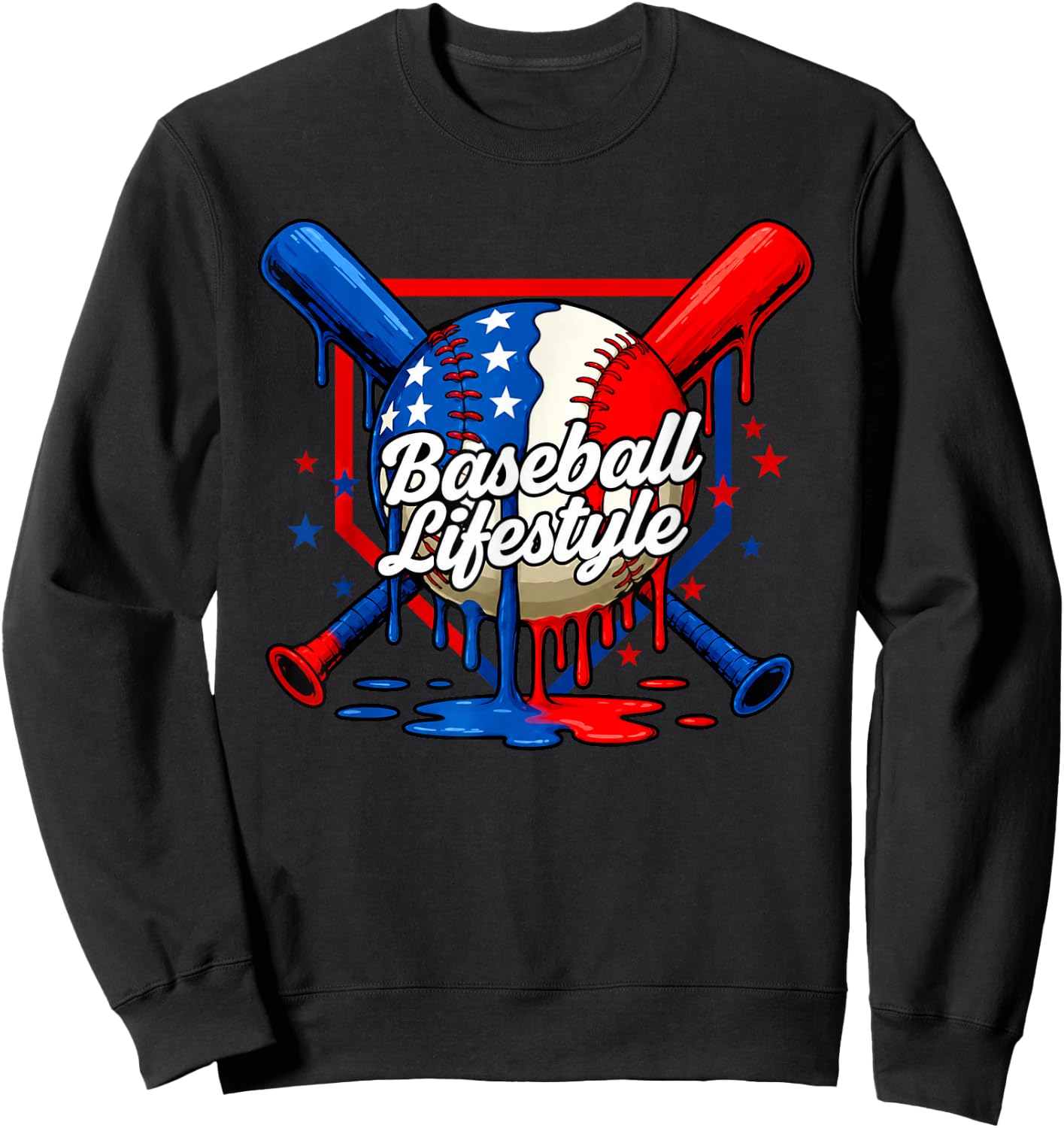 Baseball Drip Lifestyle USA US Flag Patriotic Boys Youth Kid Sweatshirt - Sweatshirt | Black