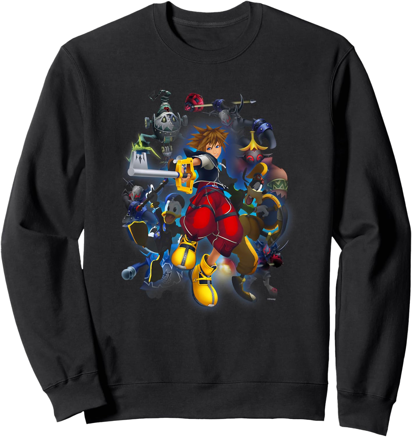 Disney Kingdom Hearts Sora Surrounded Vintage Hero Poster Sweatshirt - Sweatshirt | Black