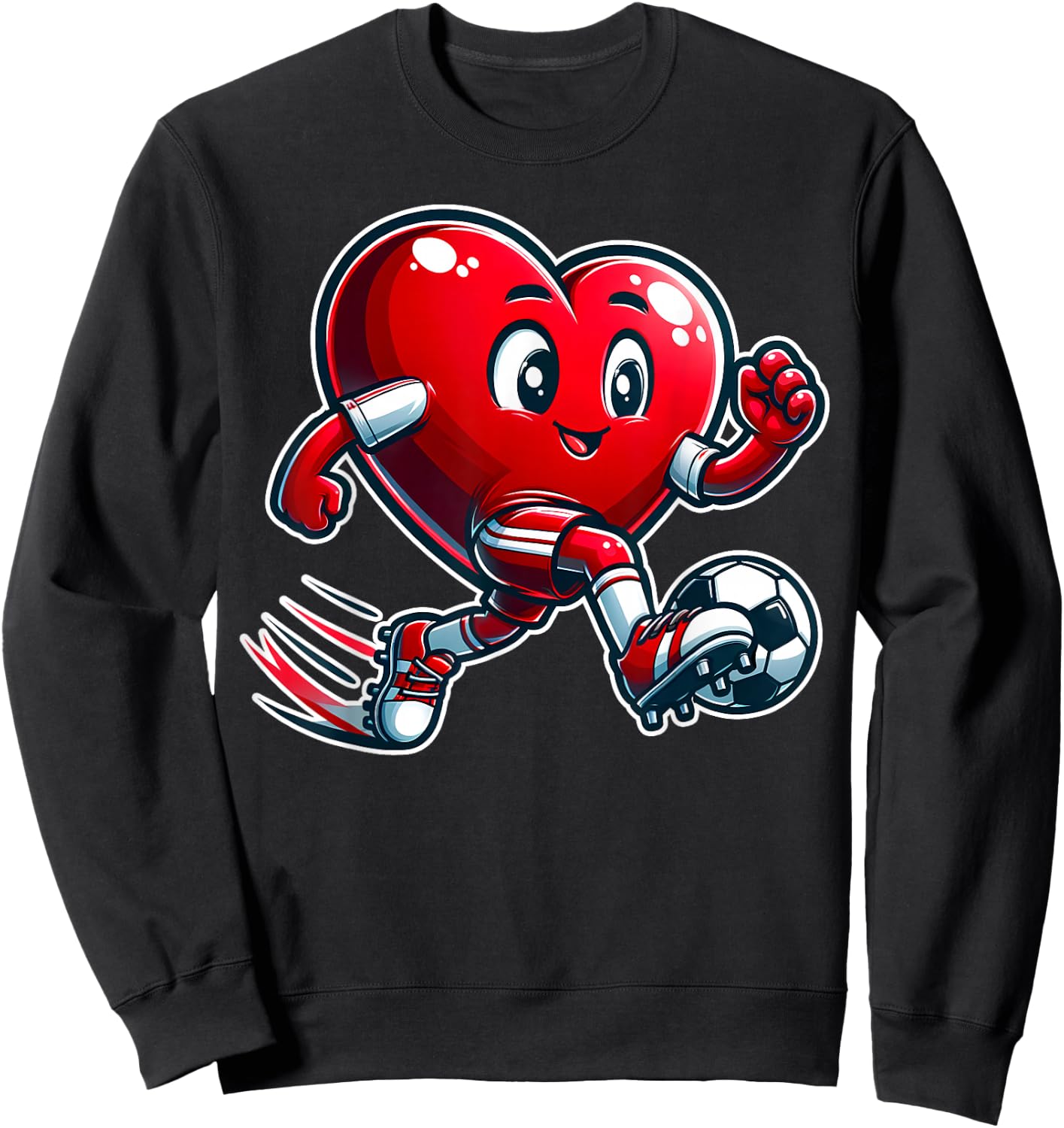 Valentine's Day Soccer Player Heart Cute Sports Sweatshirt - Sweatshirt | Black