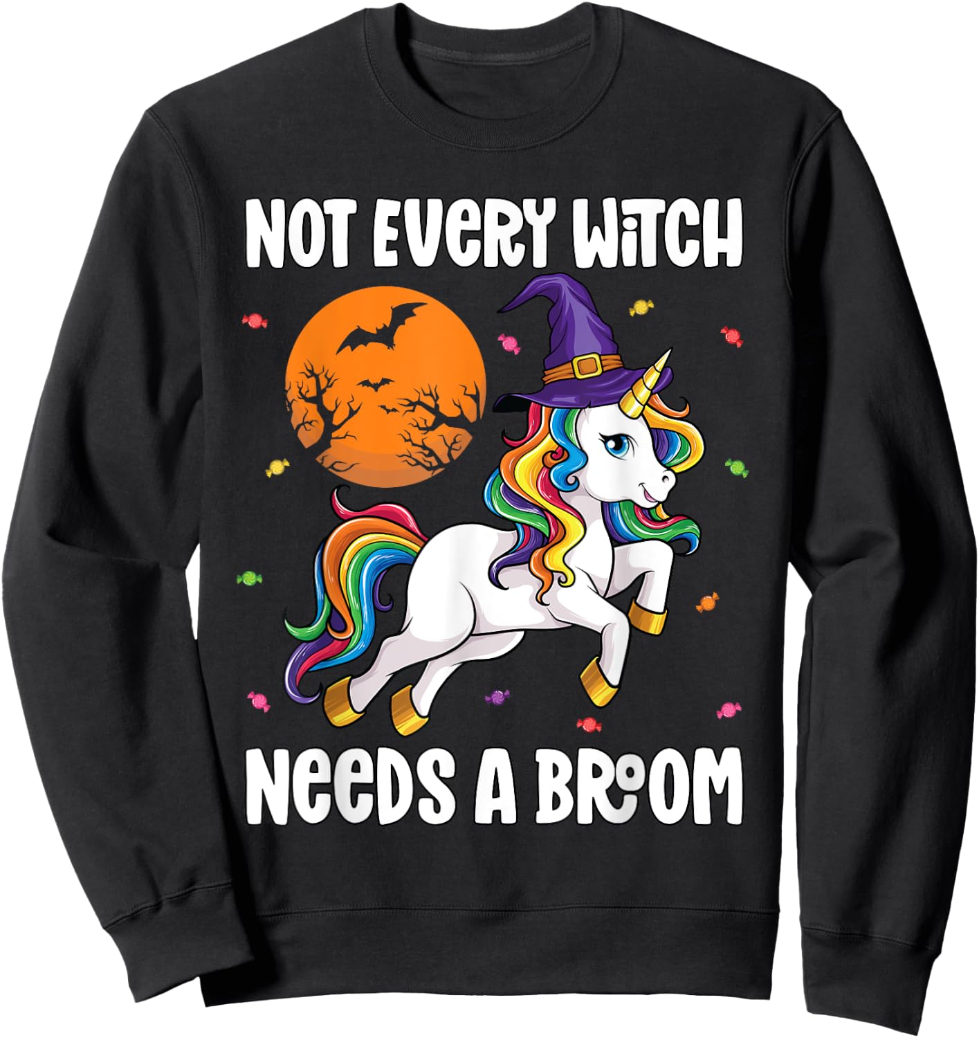 Halloween Unicorn Shirt Girls Women Witchy Unicorn Halloween Sweatshirt - Sweatshirt | Black