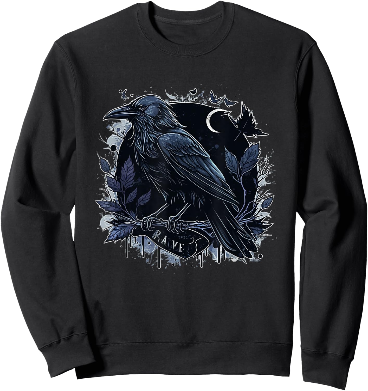Raven Graphic Goth Black Crow Sweatshirt - Sweatshirt | Black