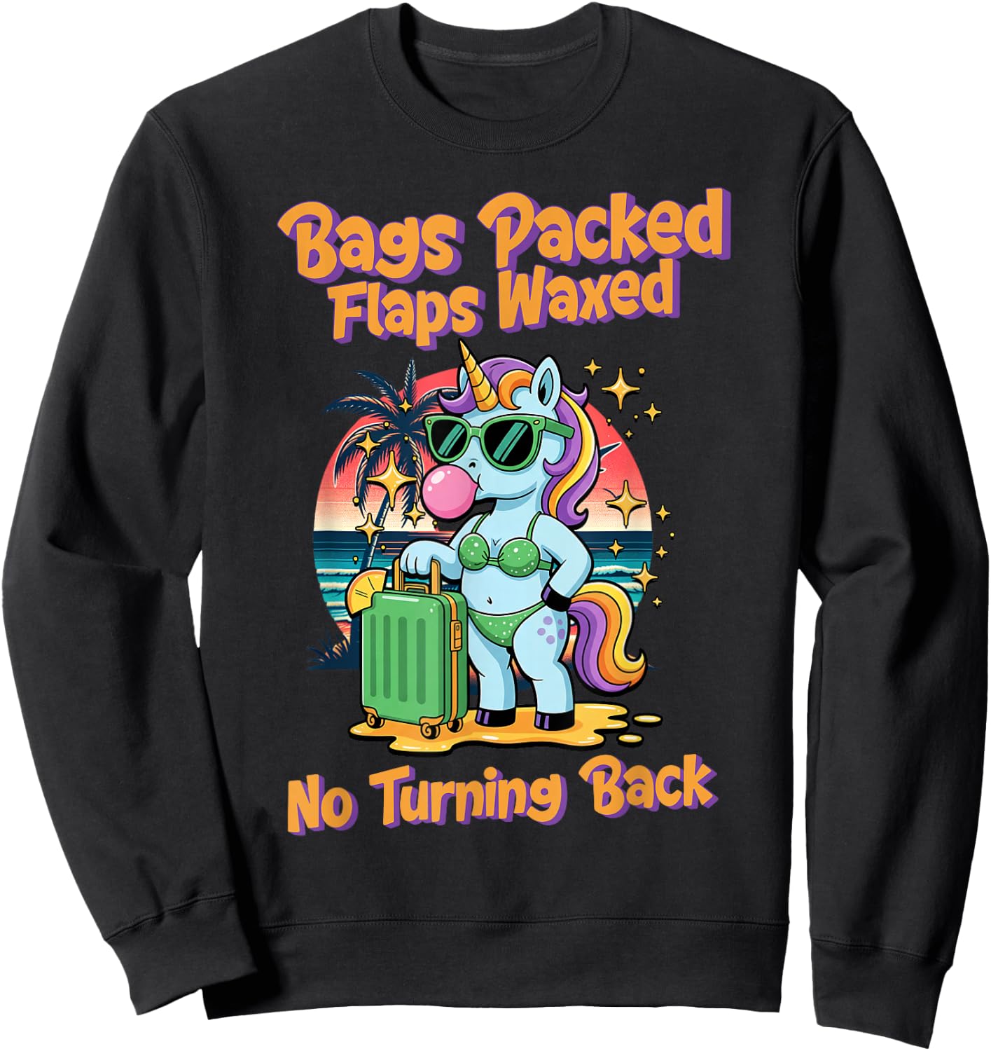 Bags Packed Flaps Waxed Unicorn Funny Embarrassing Adult Sweatshirt - Sweatshirt | Black