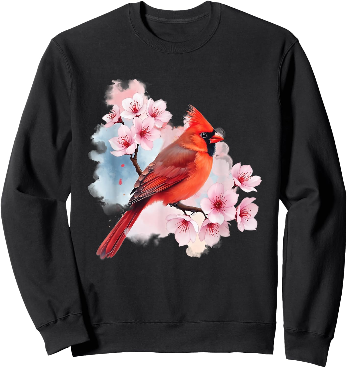 Watercolor Red Cardinal - Birding Bird Watching Bird Watcher Sweatshirt - Sweatshirt | Black
