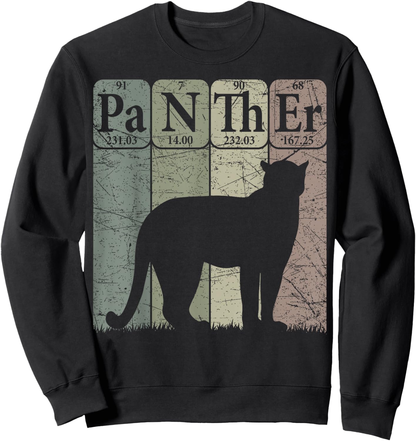 Panther Periodic Table Elements Retro Panther Nerdy Sweatshirt - Sweatshirt | Black