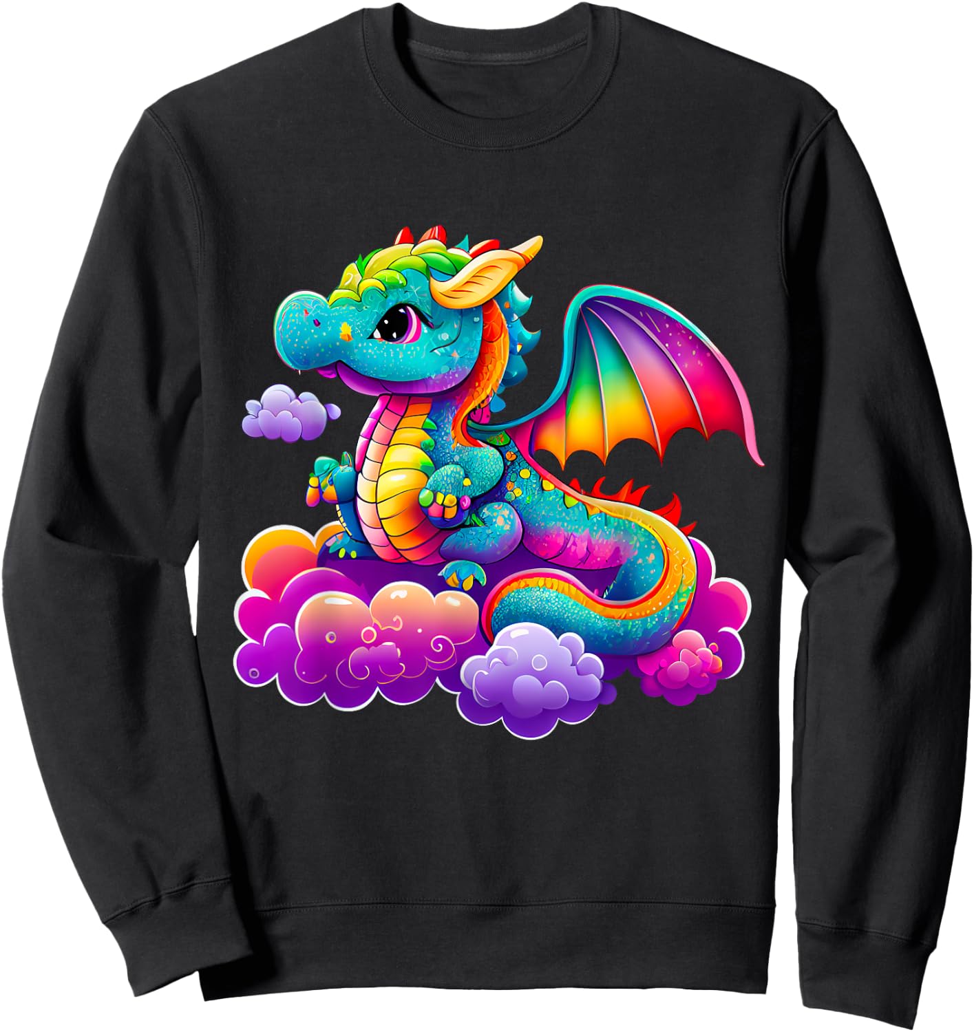 Dragon Children's Women's Men's Small Cute Dragon Animal , black Sweatshirt - Sweatshirt | Black