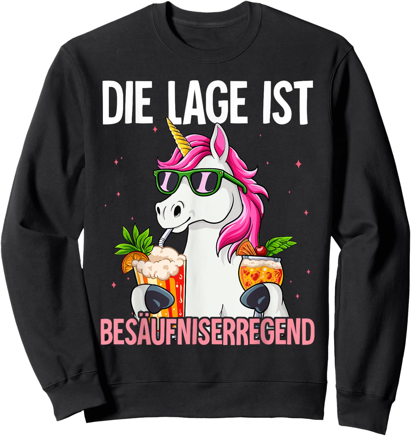 with German Text "Die Lage Ist Besäufniserregend, black Sweatshirt - Sweatshirt | Black