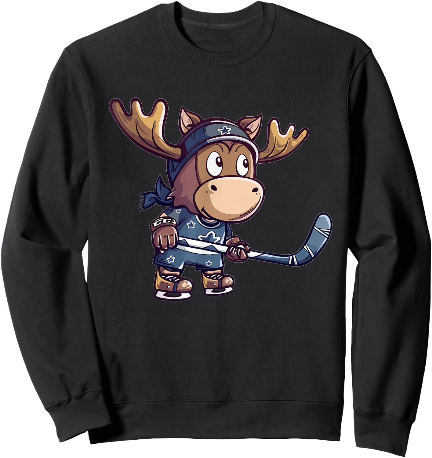 Cute Ice Hockey Moose Sweatshirt - Sweatshirt | Black