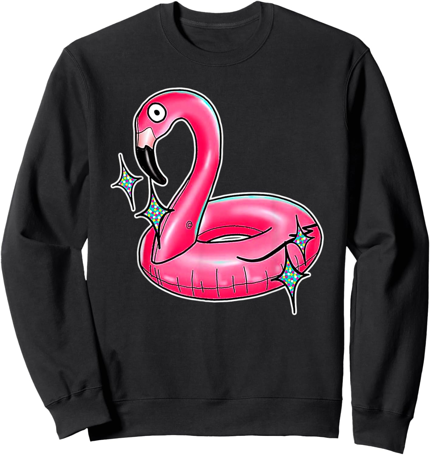 Flamingo Pool Float Pink Toy Sweatshirt - Sweatshirt | Black