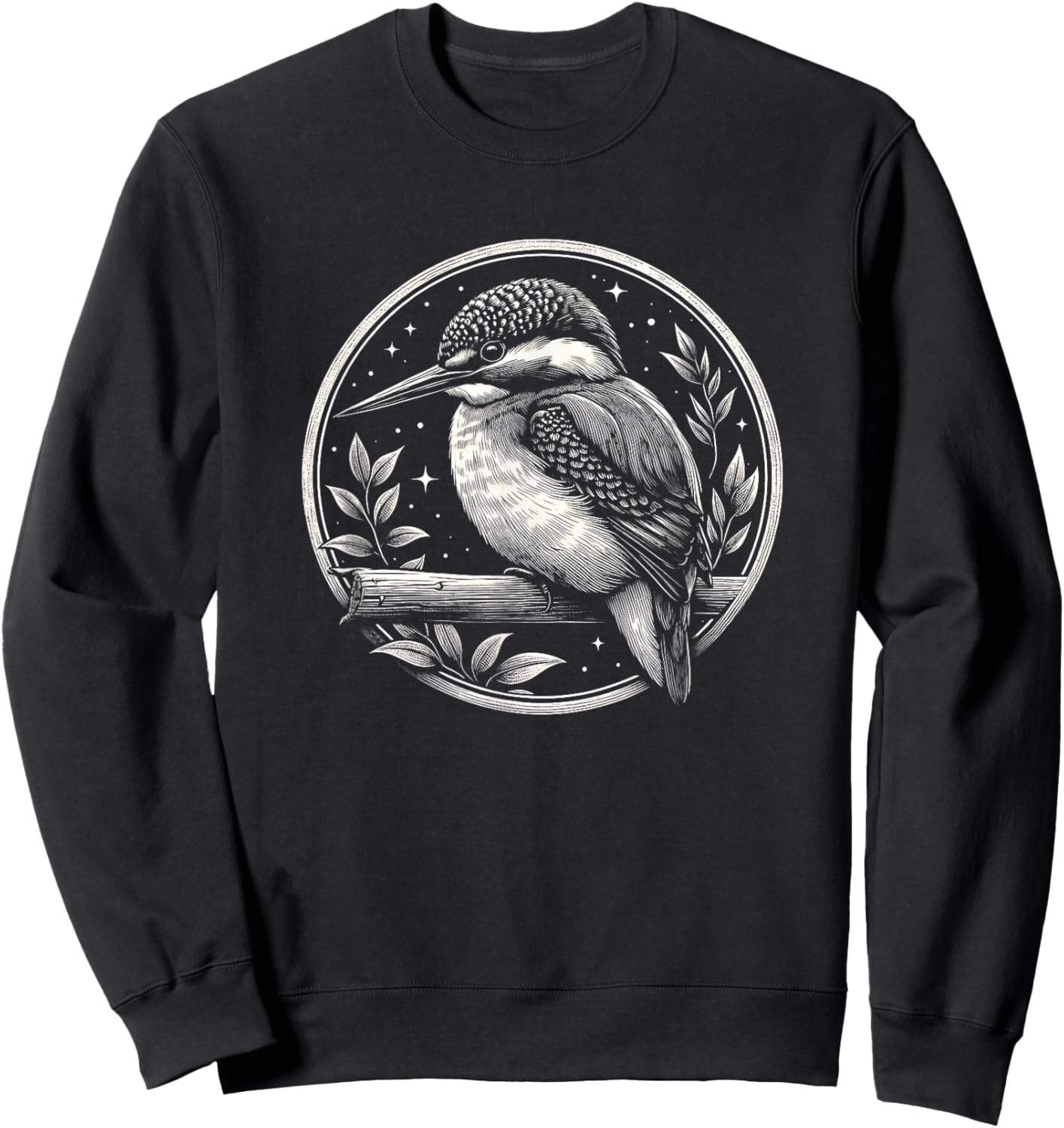 Kingfisher Birding Graphic Art Design Sweatshirt - Sweatshirt | Black