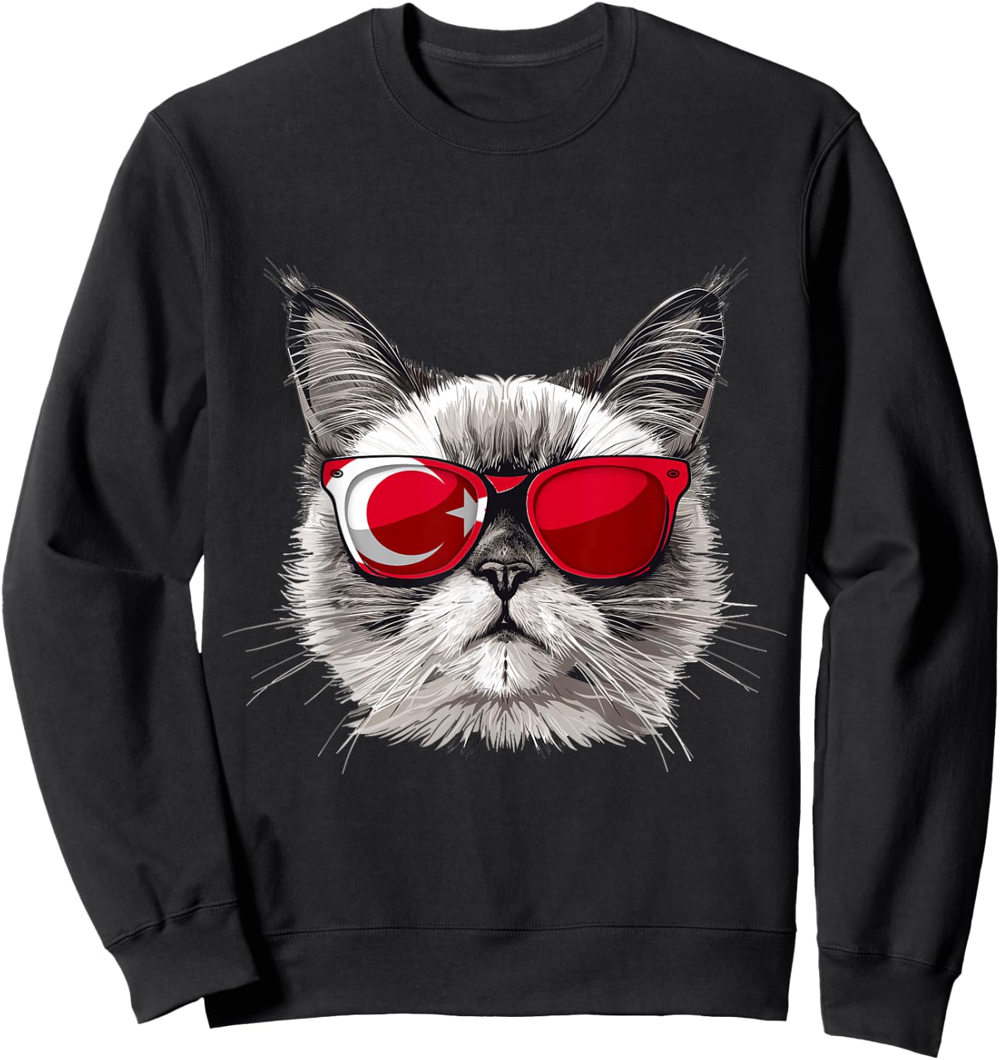 Turkey Flag Cat Mom Souvenirs Products Kitten Turkish Sweatshirt - Sweatshirt | Black
