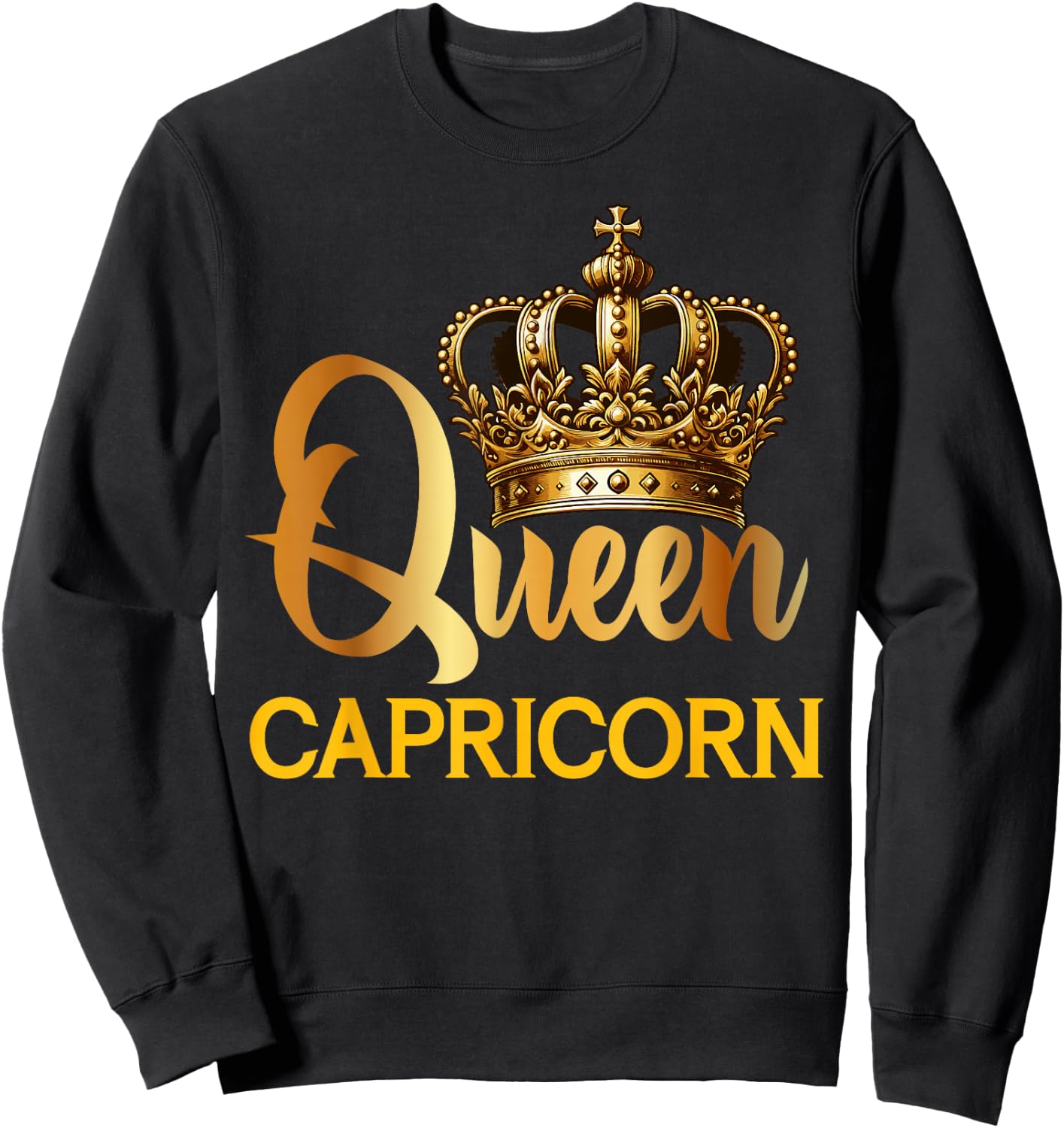 Queen Capricorn Goat Zodiac Sign Crown Sweatshirt - Sweatshirt | Black