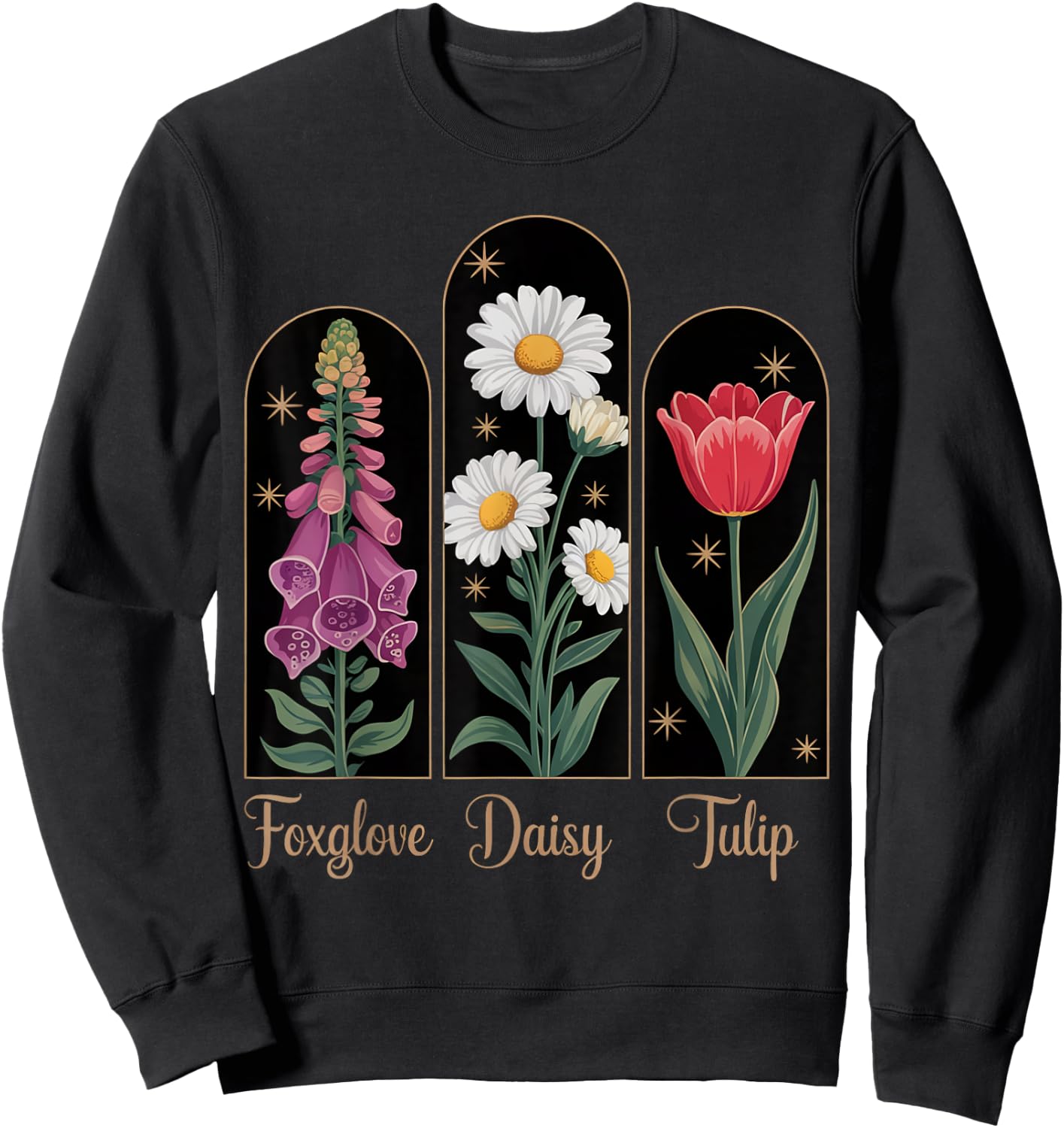 Stem Floral Trio Vintage Sweatshirt - Sweatshirt | Black