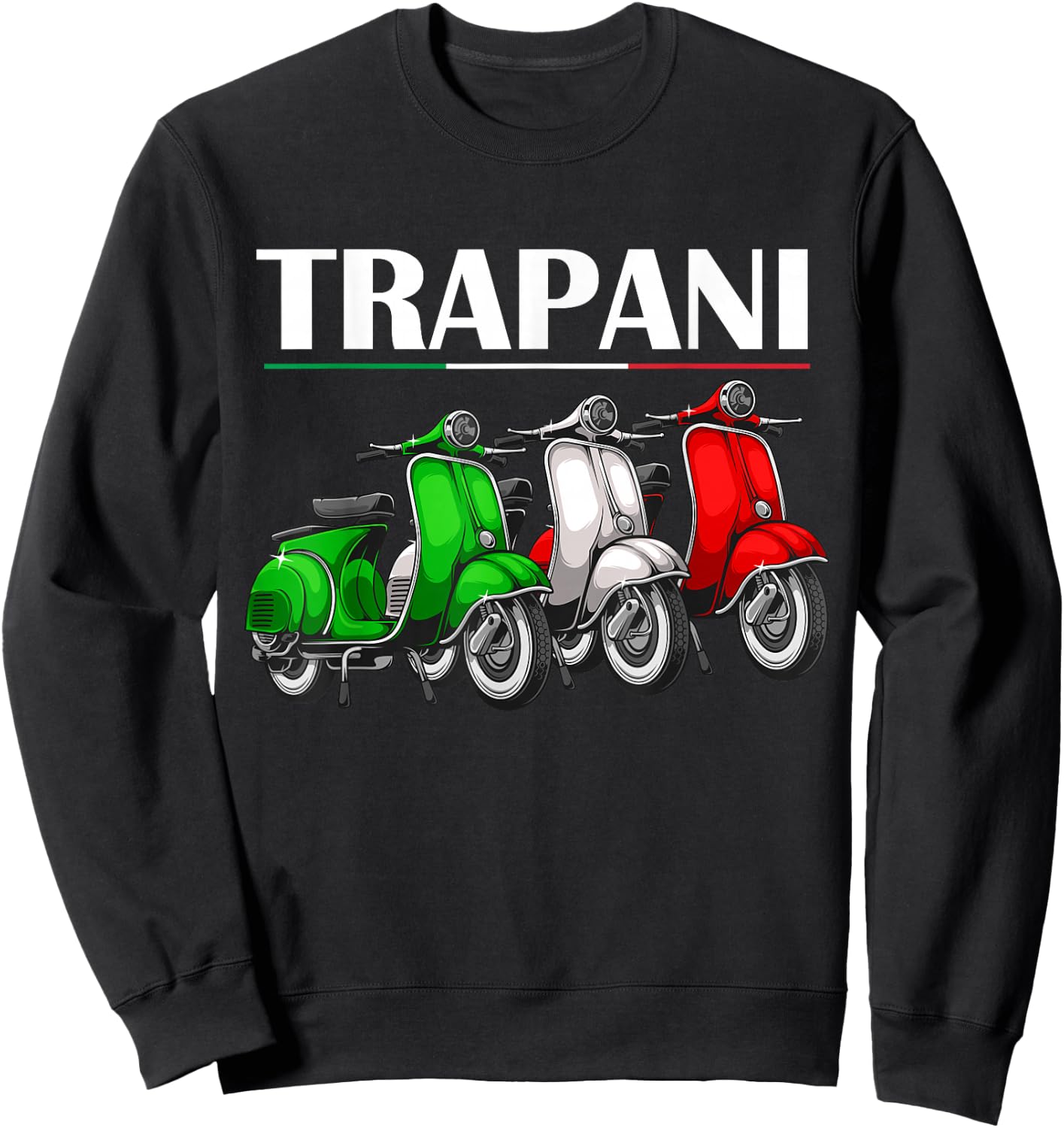 Trapani Souvenir Sicily Classic Italian Scooter Trapani Sweatshirt - Sweatshirt | Black