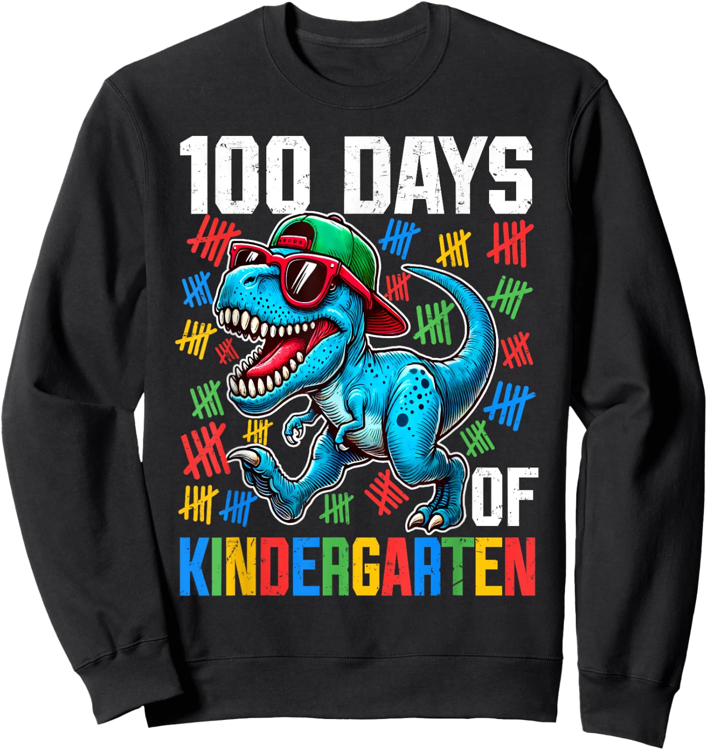 100 Days Of Kindergarten Dinosaur 100th Day Of School Boys Sweatshirt - Sweatshirt | Black