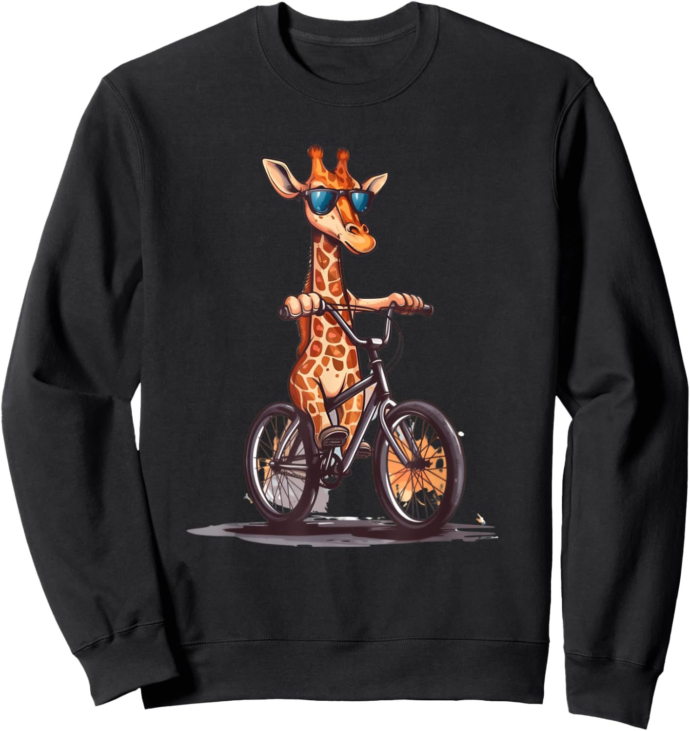 Giraffe Riding A Bike I Funny Giraffe Cyclist Safari Sweatshirt - Sweatshirt | Black