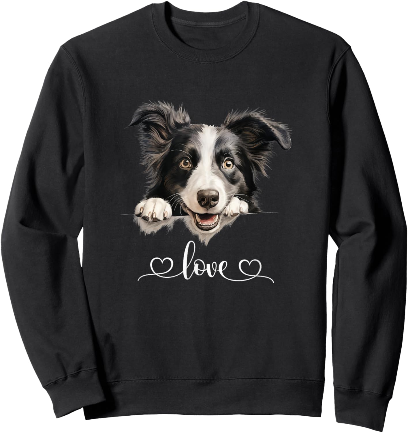 Cute Dog Graphic Love Puppy Border Collie Dog Men Women Sweatshirt - Sweatshirt | Black