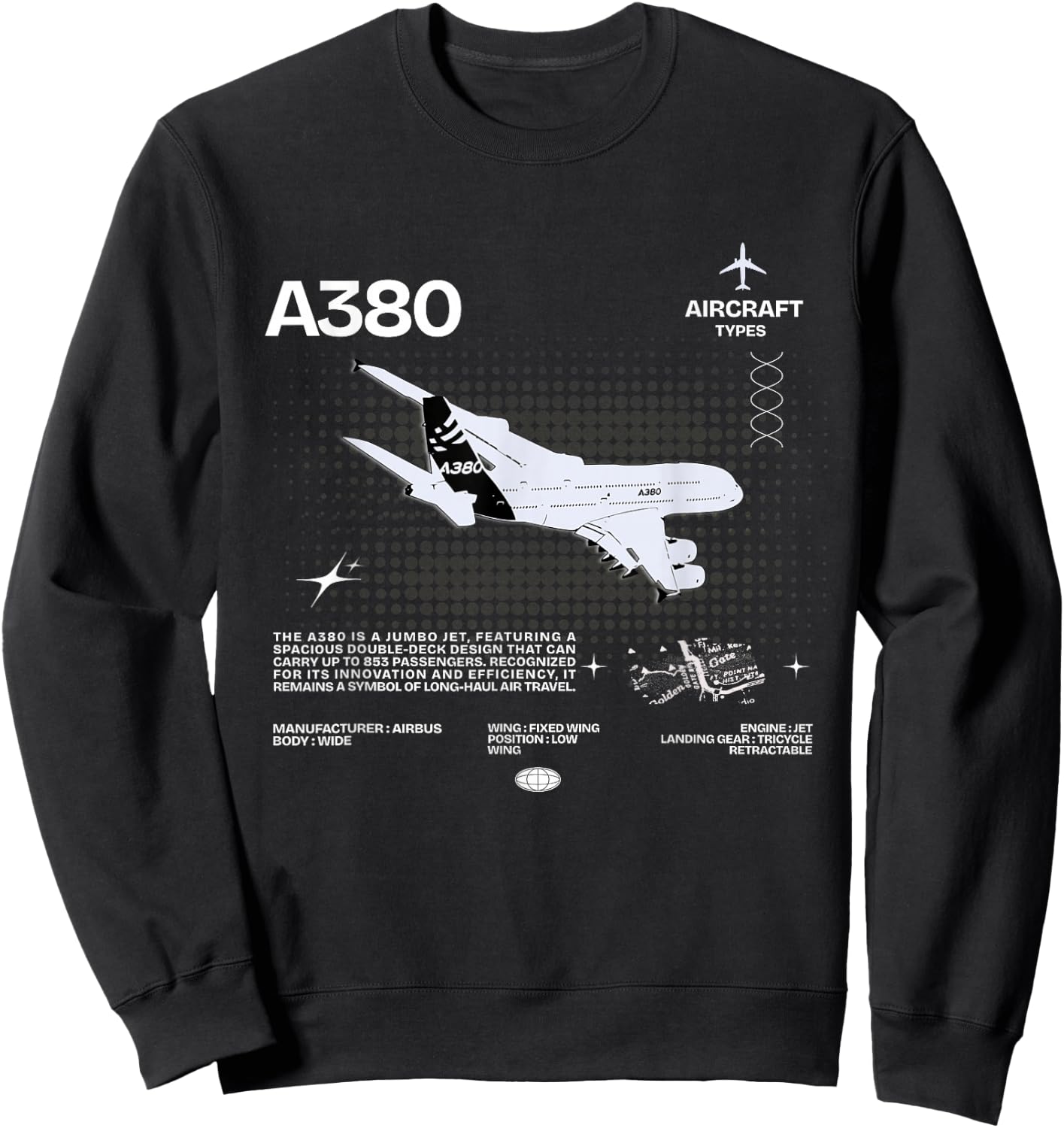 Airbus-A318 Airplane White , black Sweatshirt - Sweatshirt | Black