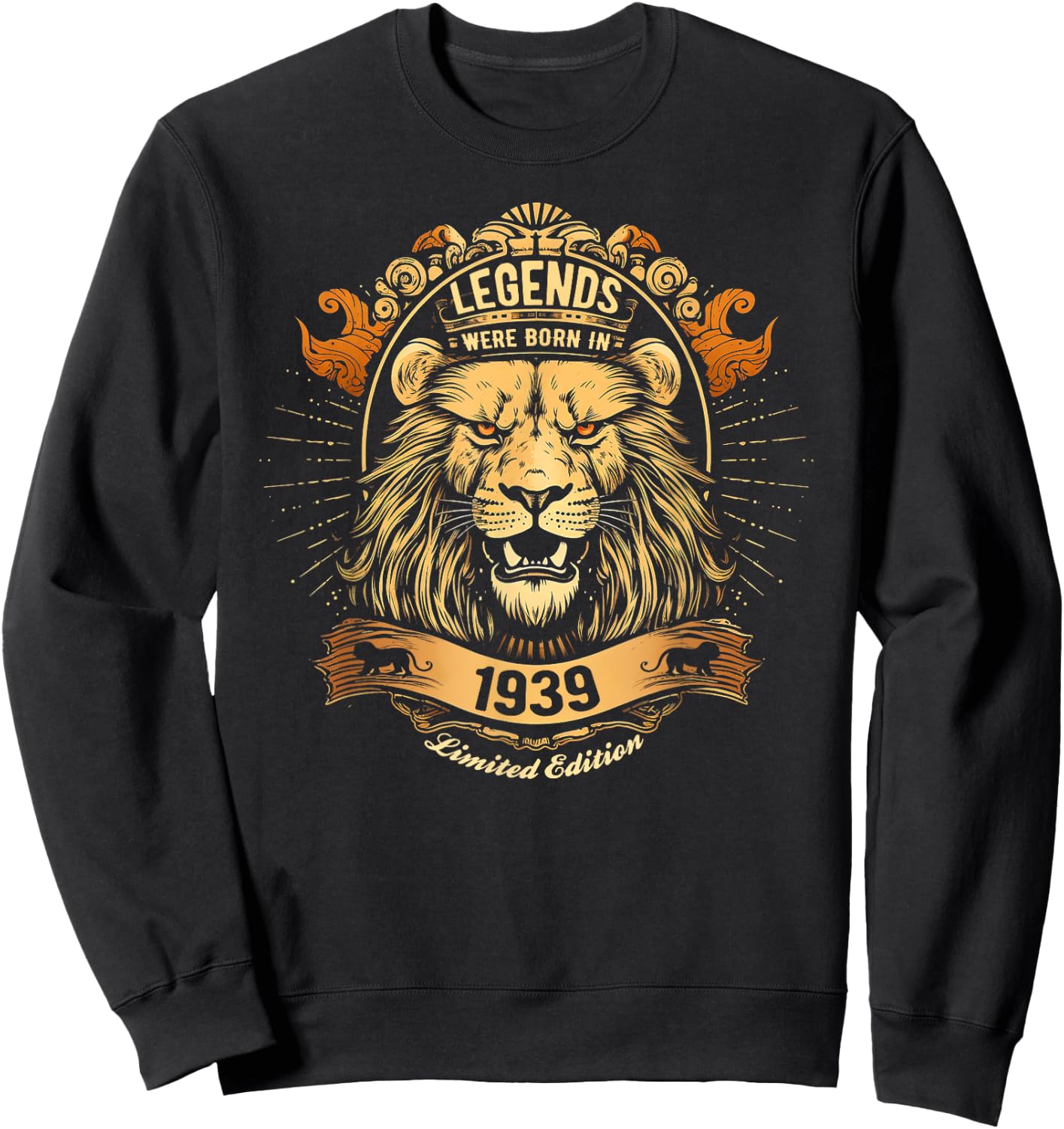Legends Were Born In 1939 Lions Head 86th Birthday Sweatshirt - Sweatshirt | Black