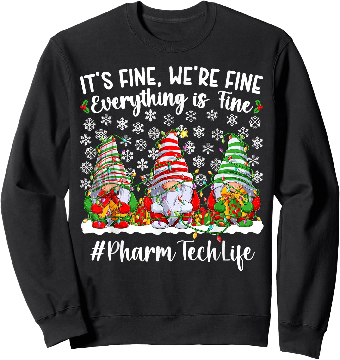 Funny Pharmacy Technologist Christmas Pharm Tech Xmas Party Sweatshirt - Sweatshirt | Black