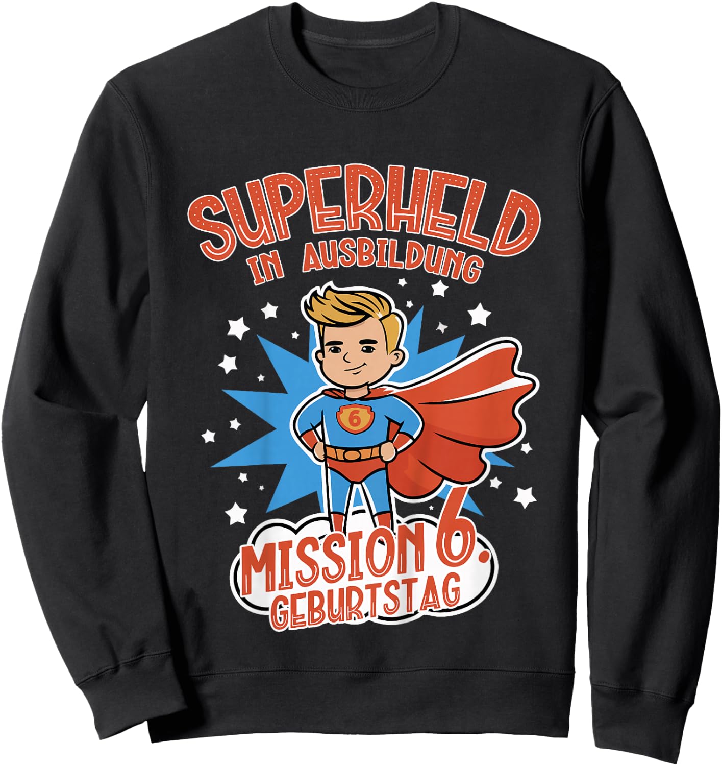 Kinder Superheld in Ausbildung, Geburtstag 6 Jahre, Junge, blond Sweatshirt - Sweatshirt | Black