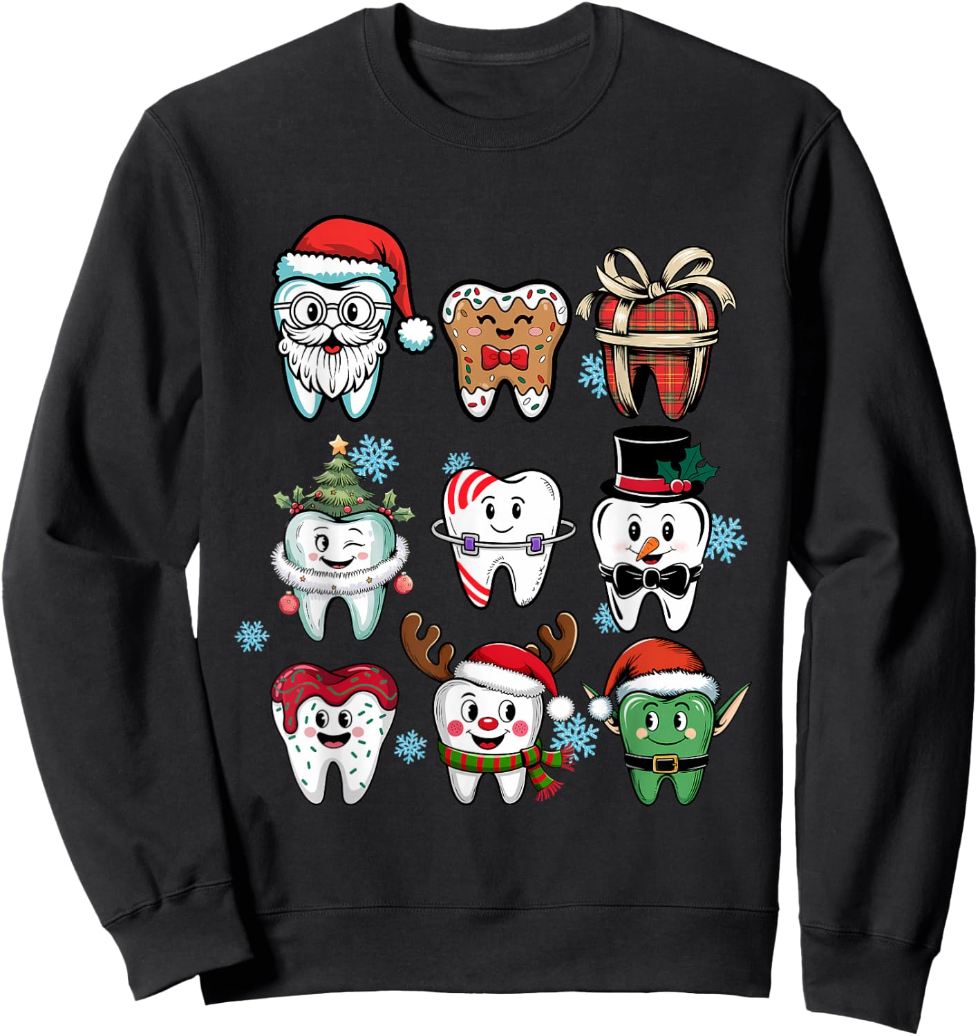 Dentist Dental Assistant Christmas Tooth Teeth Funny , black Sweatshirt - Sweatshirt | Black