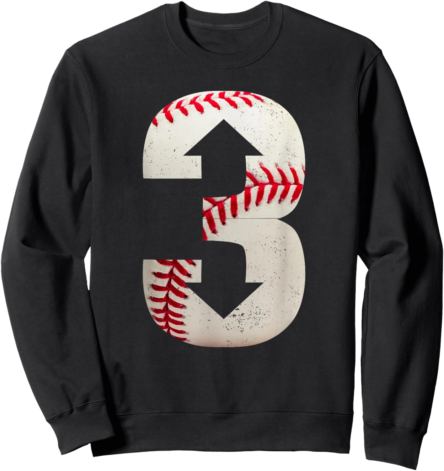 3 Up 3 Down | Three Up Three Down Baseball Sweatshirt - Sweatshirt | Black