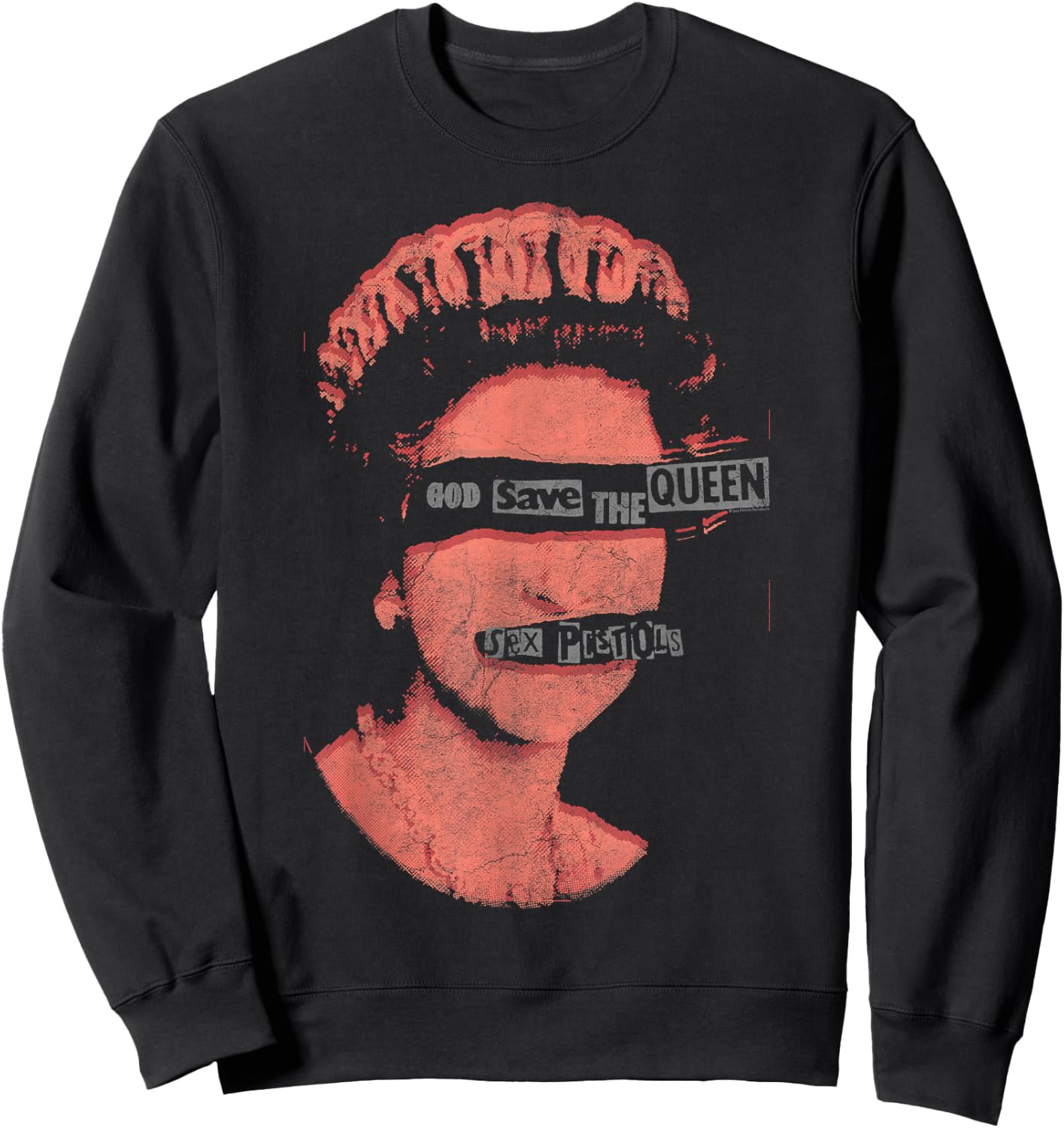 Sex Pistols Official God Save The Queen Red Stamp Sweatshirt - Sweatshirt | Black