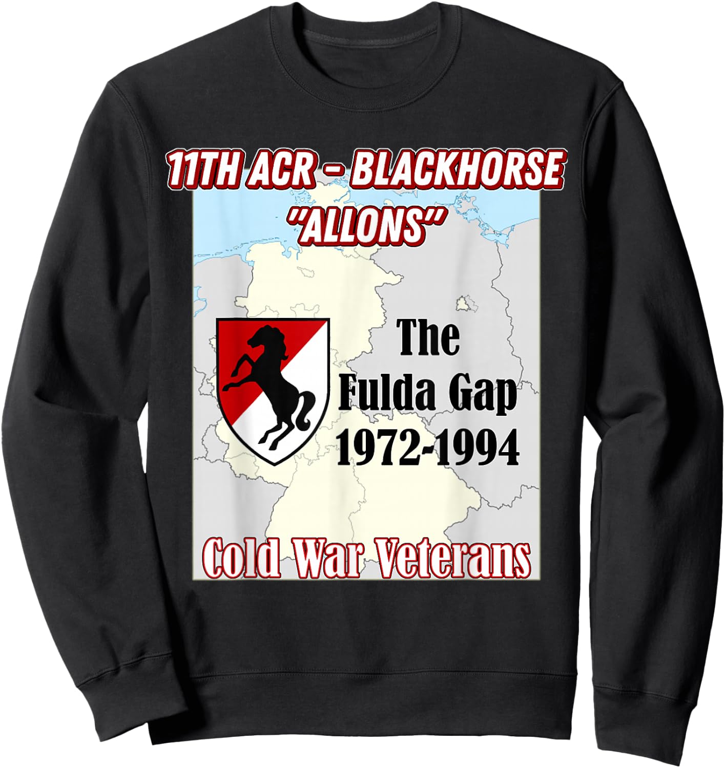 11th ACR - Army Fulda Gap vets design on front Sweatshirt - Sweatshirt | Black