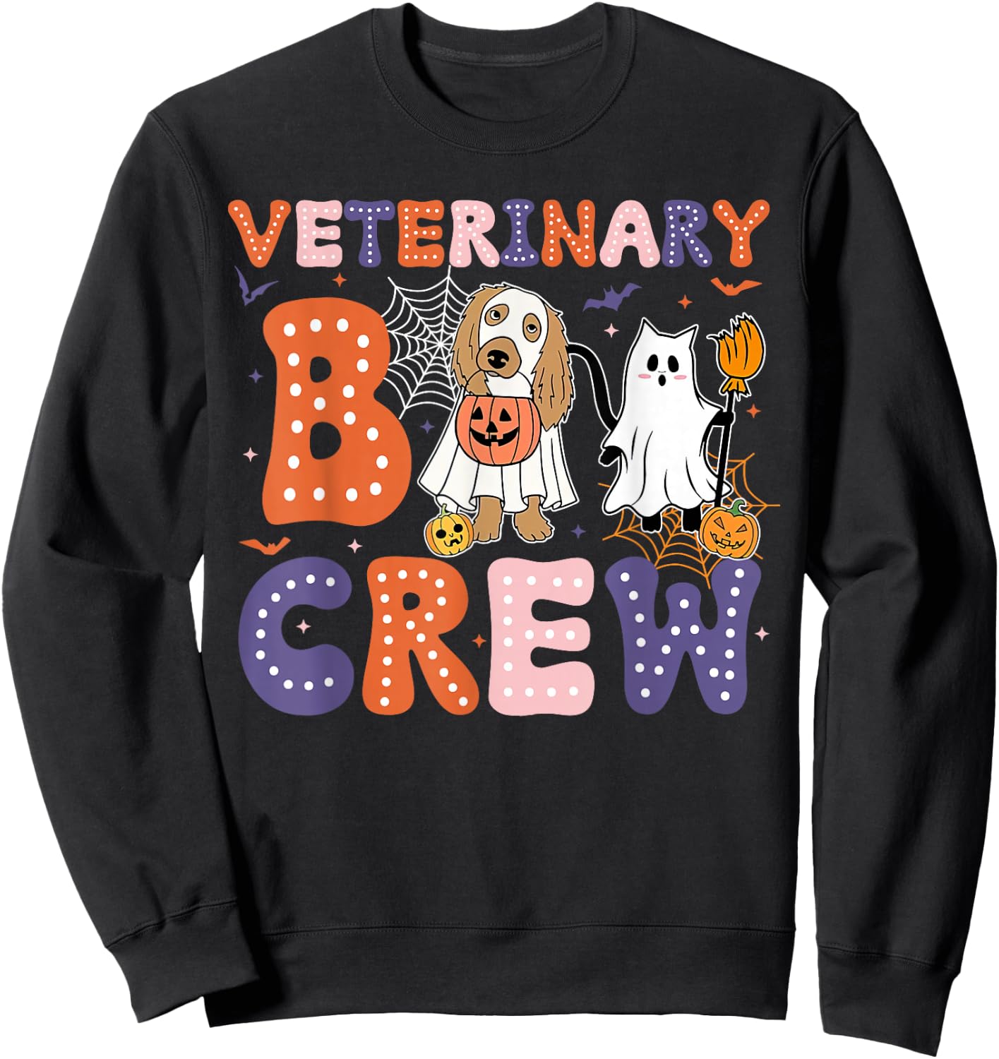 Veterinary Boo Crew Veterinarian Vet Tech Spooky Halloween Sweatshirt - Sweatshirt | Black