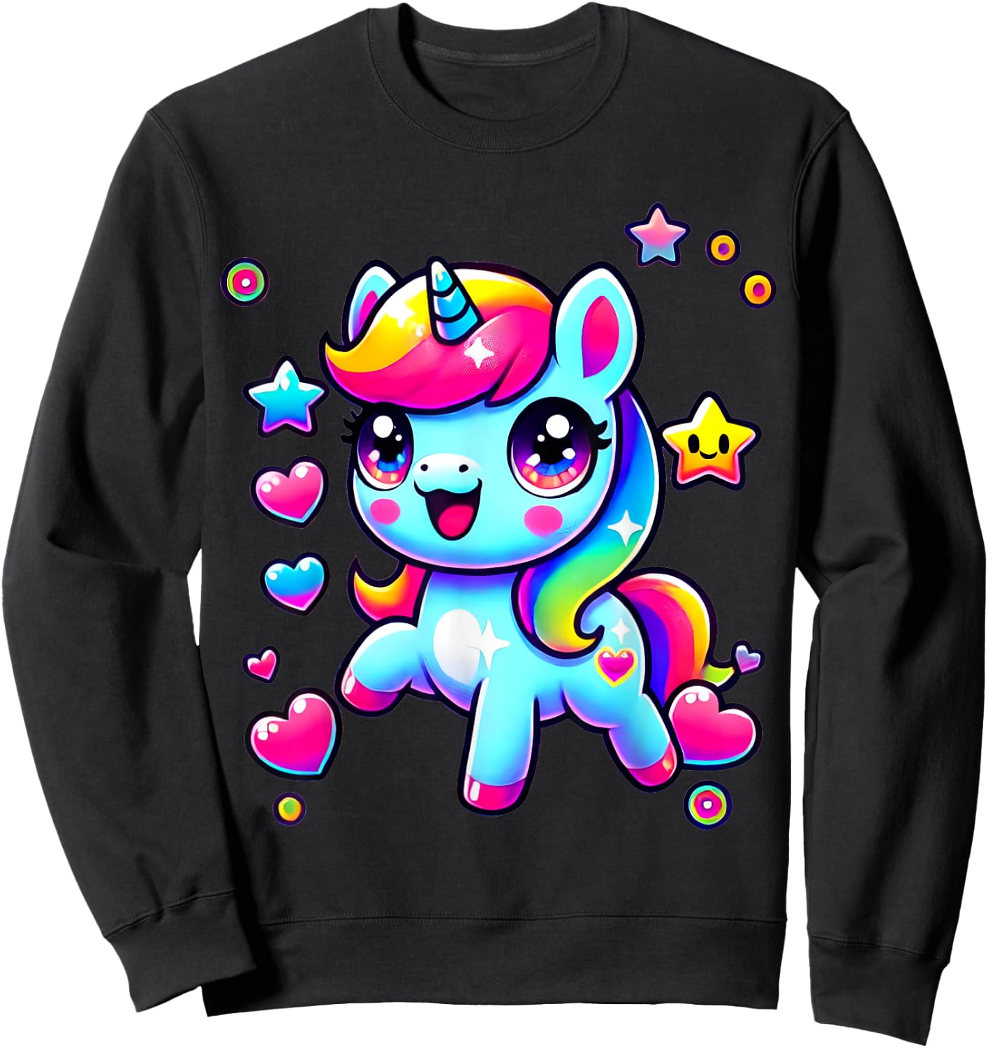 Kawaii Rainbow Unicorn | Magic Gift , Black, S Sweatshirt - Sweatshirt | Black