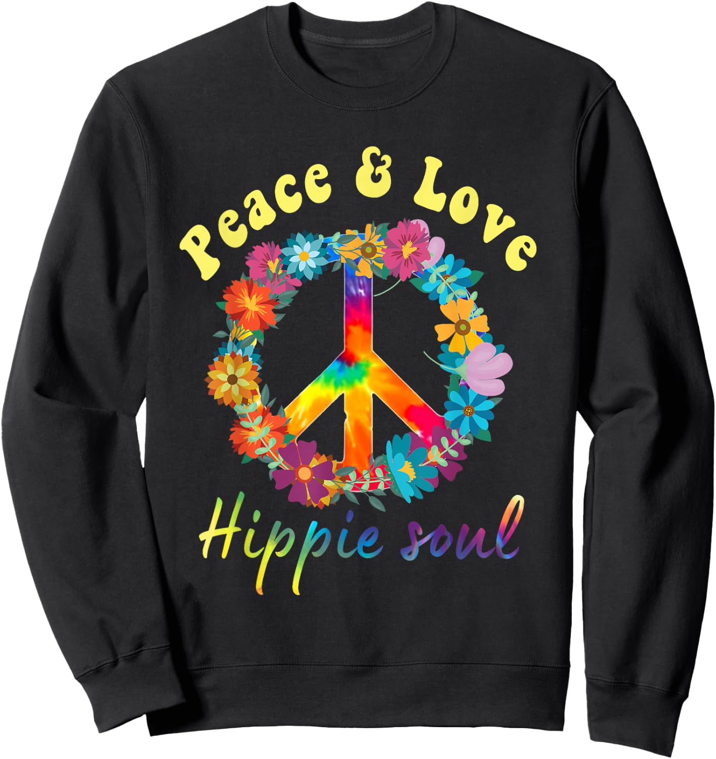 Hippie Acidhead Woodstock Peace Hippy , black Sweatshirt - Sweatshirt | Black