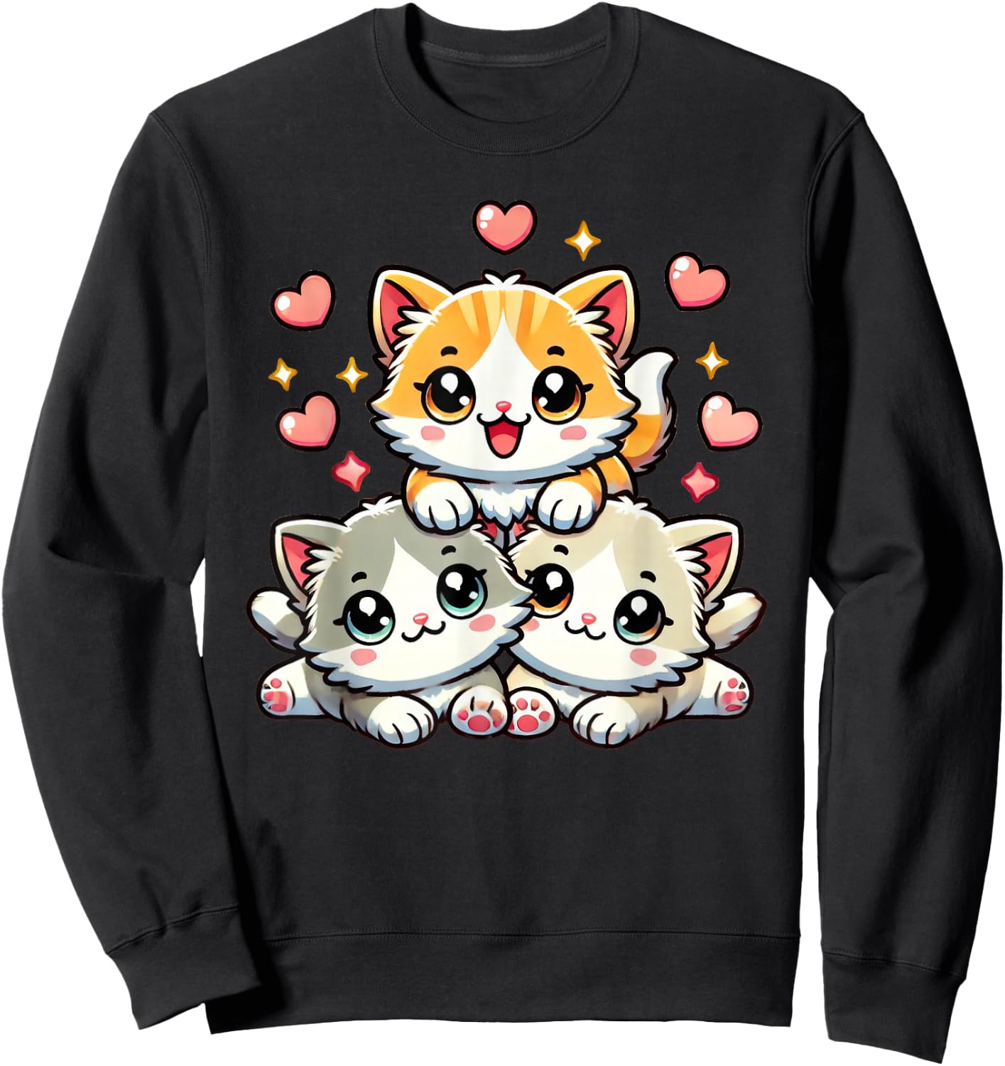 Kawaii Cats Kittens Cute Cat Lover Sweatshirt - Sweatshirt | Black