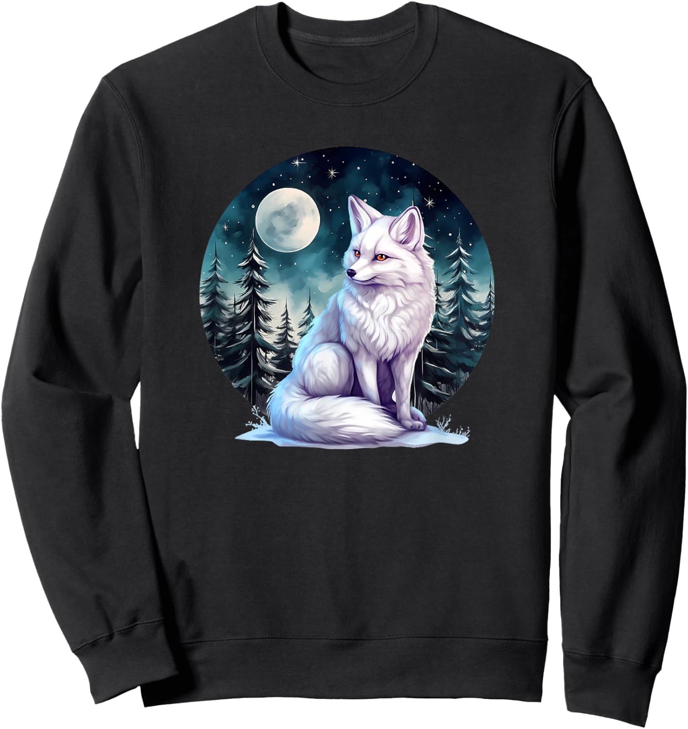 Cute Winter Snow White Arctic Fox Lover Sweatshirt - Sweatshirt | Black