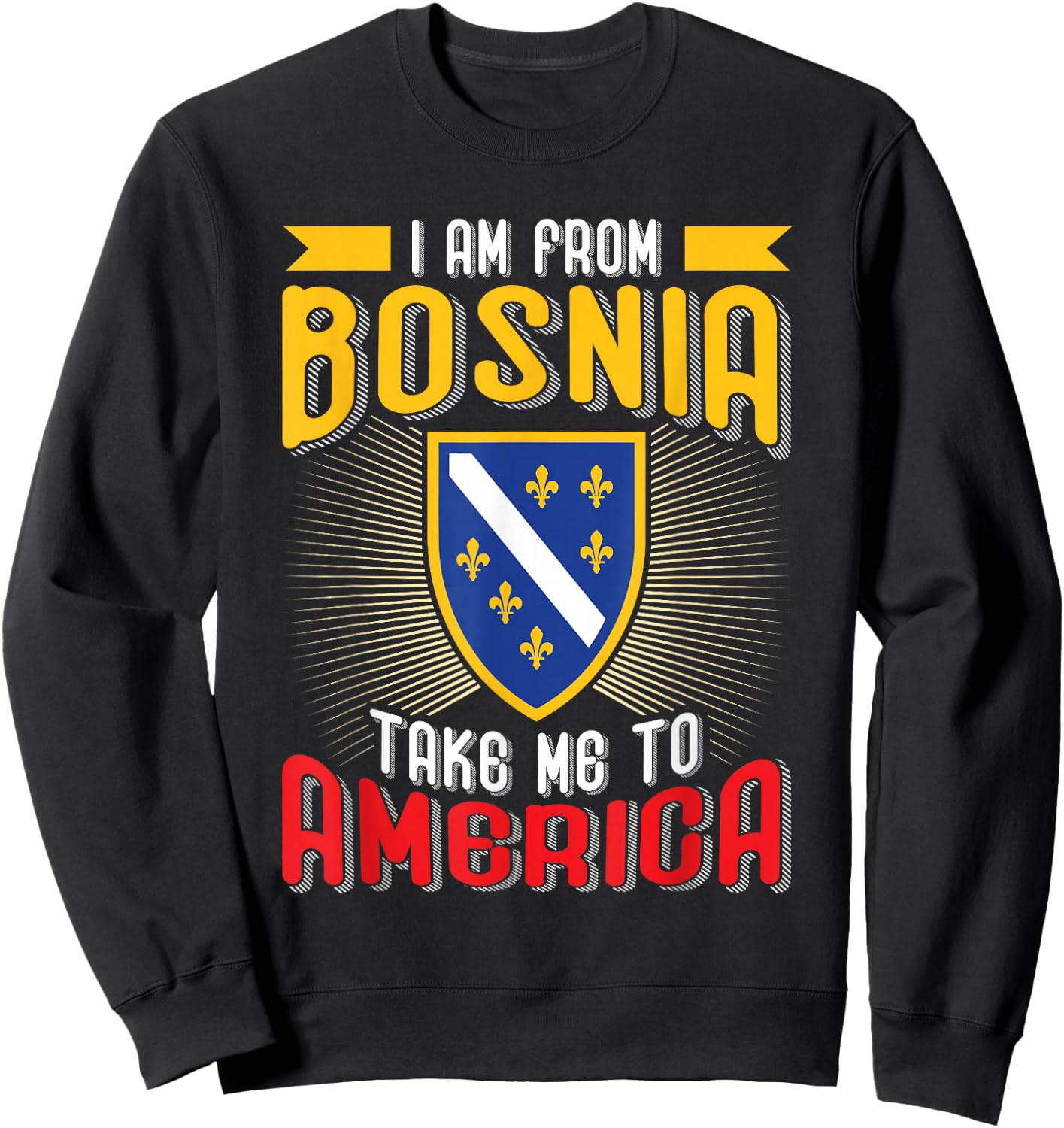 I am from Bosnia take me to America - Bosnien Herzegowina Sweatshirt - Sweatshirt | Black