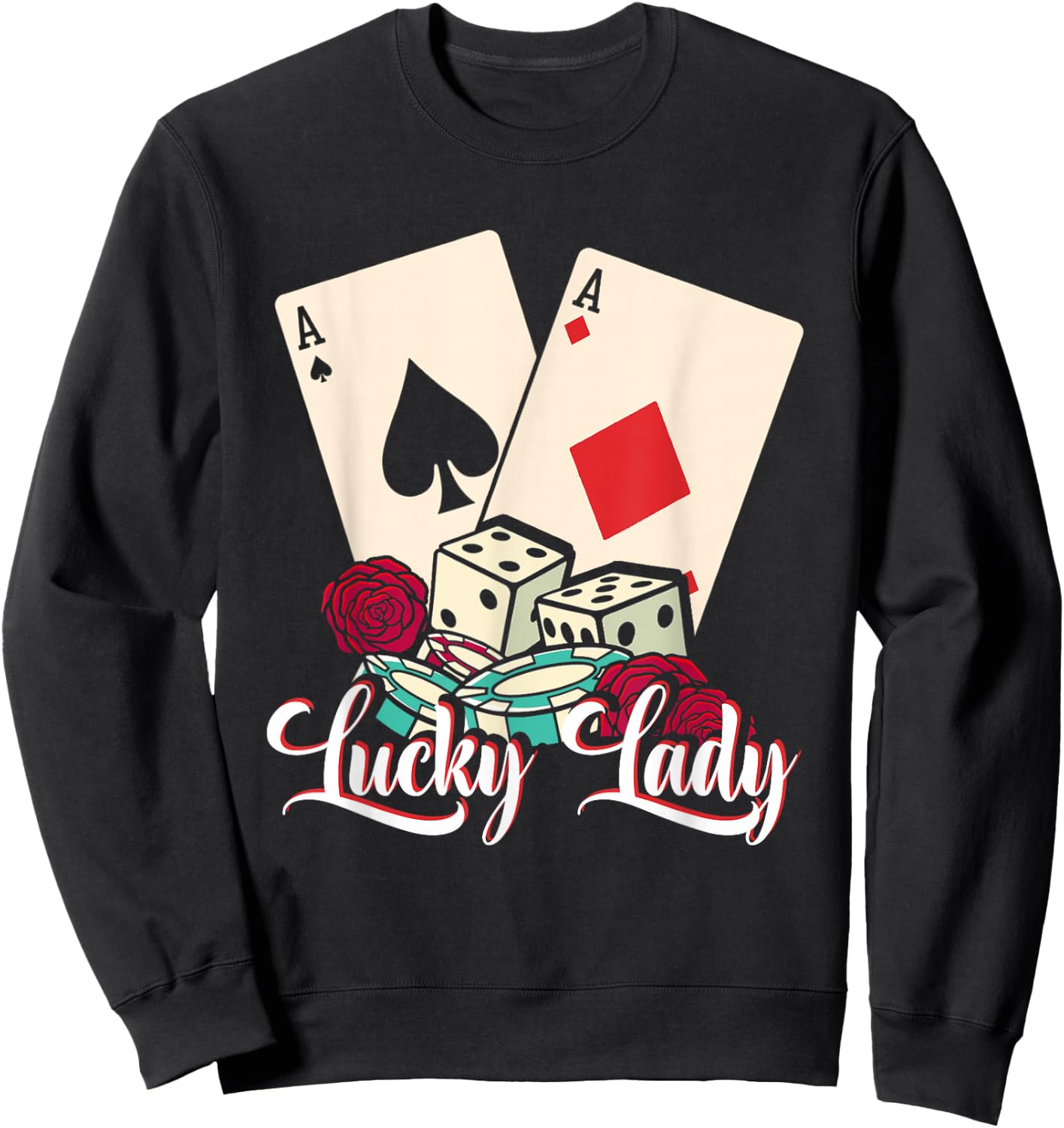 Lucky Lady Poker Player | Gambling Casino | Gambler Sweatshirt - Sweatshirt | Black