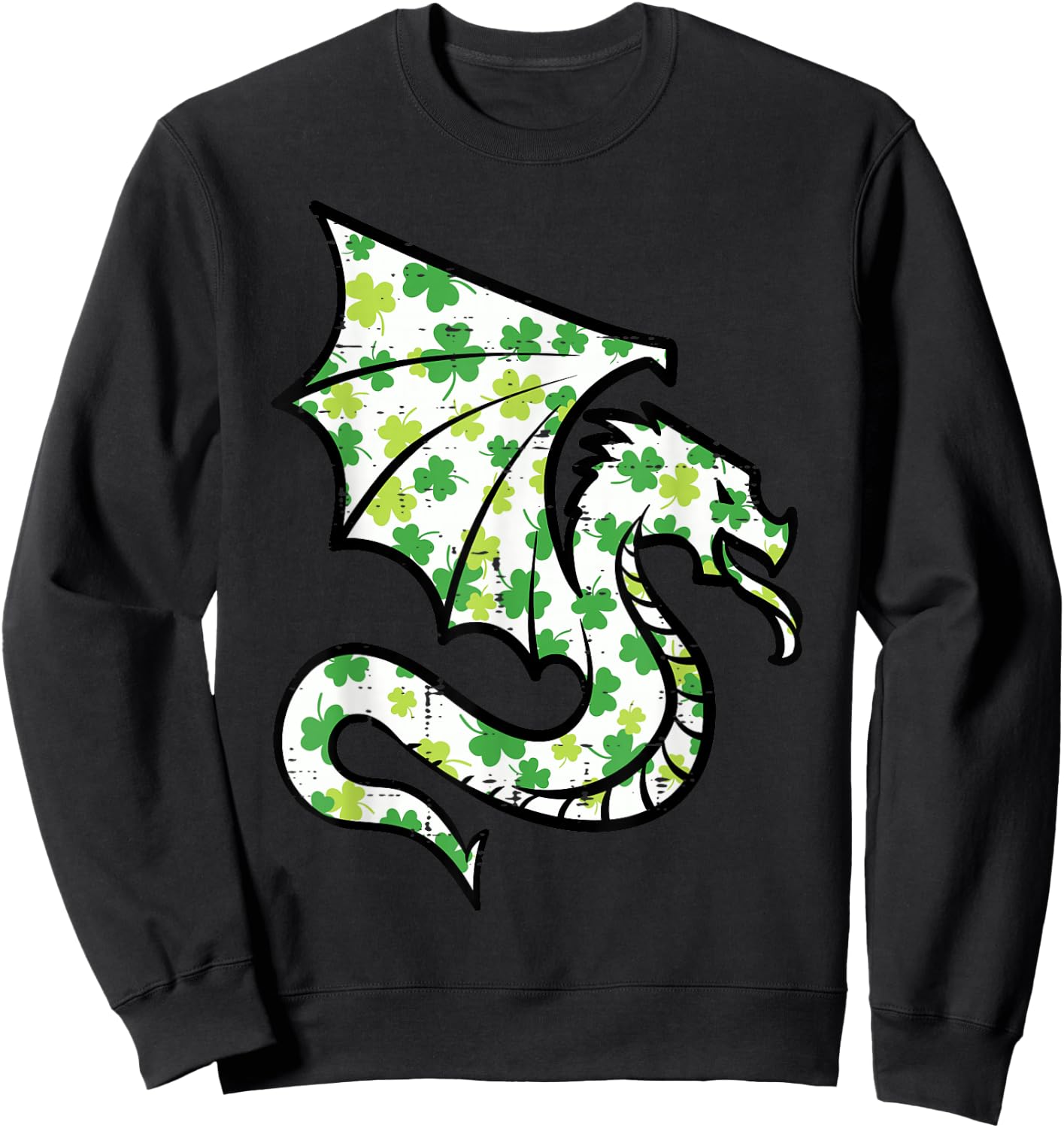St Patricks Day Dragon Shamrocks Saint Pattys Women Kids Men Sweatshirt - Sweatshirt | Black