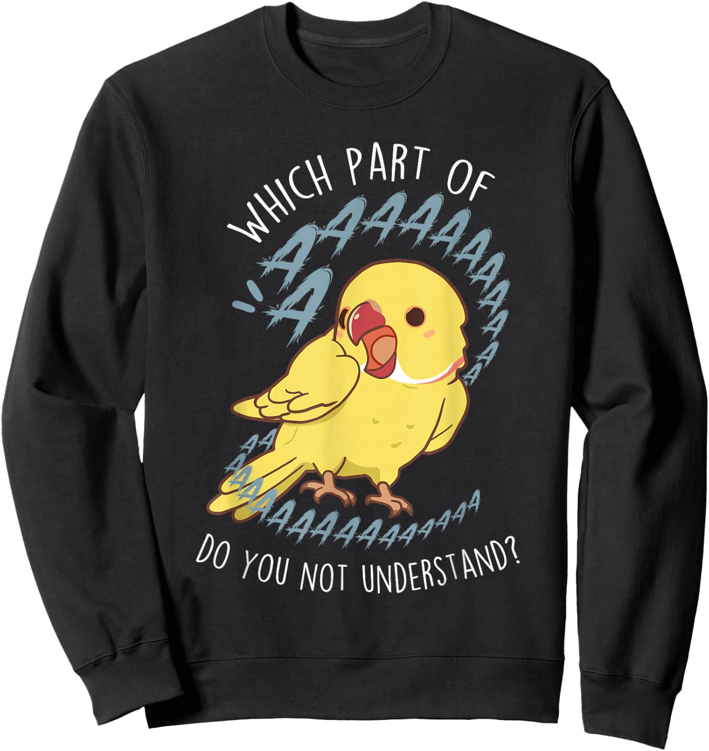 Lutino Indian Ringneck Parrot Aaa Funny Cute Yellow Bird Mom Sweatshirt - Sweatshirt | Black
