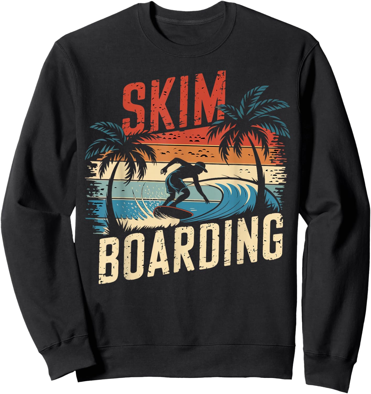 Retro Skim Boarding Skimboarding Sunset Beach Skim Rider Sweatshirt - Sweatshirt | Black