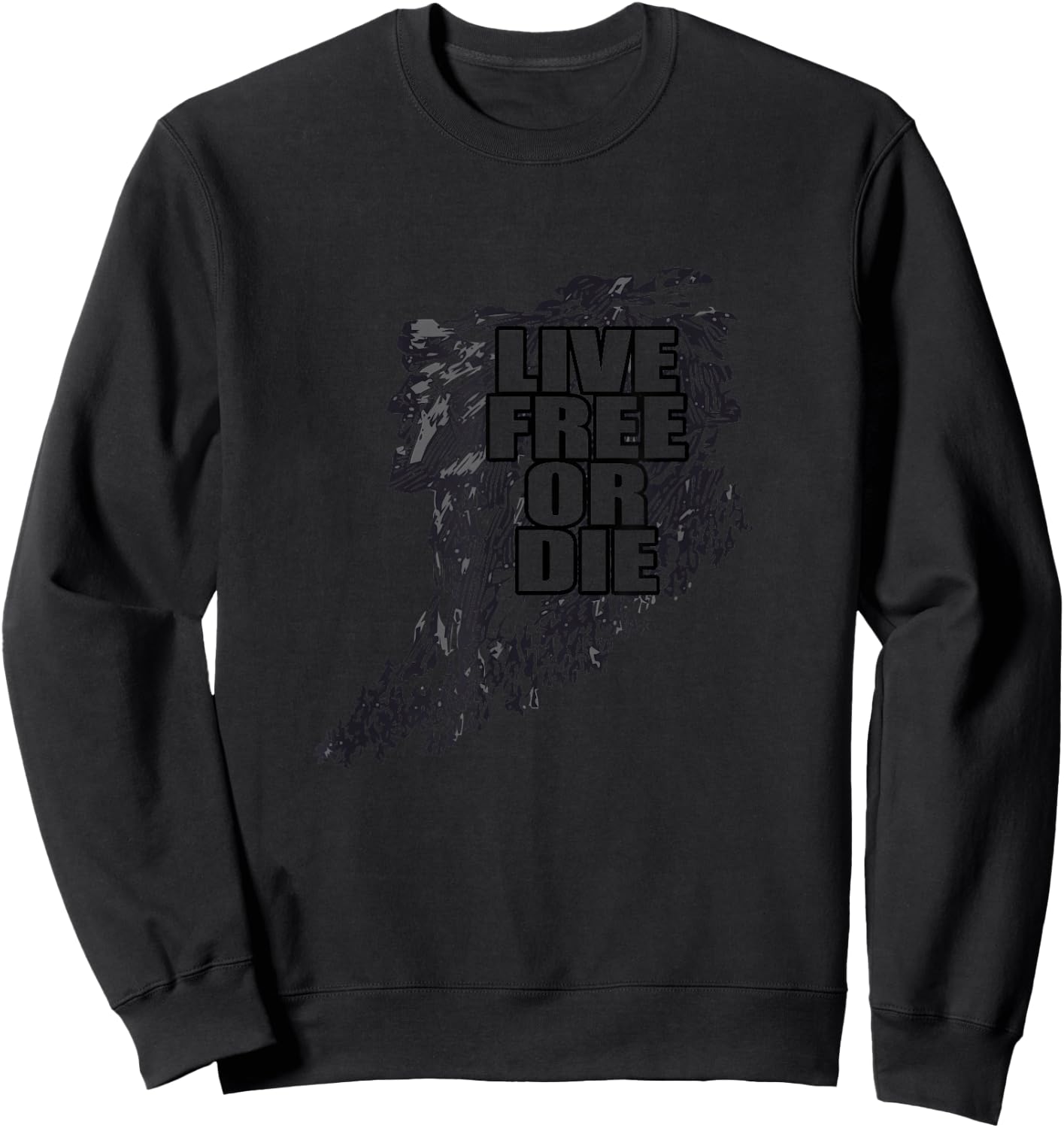 Live Free Or Die Old Man of The Mountain Sweatshirt - Sweatshirt | Black