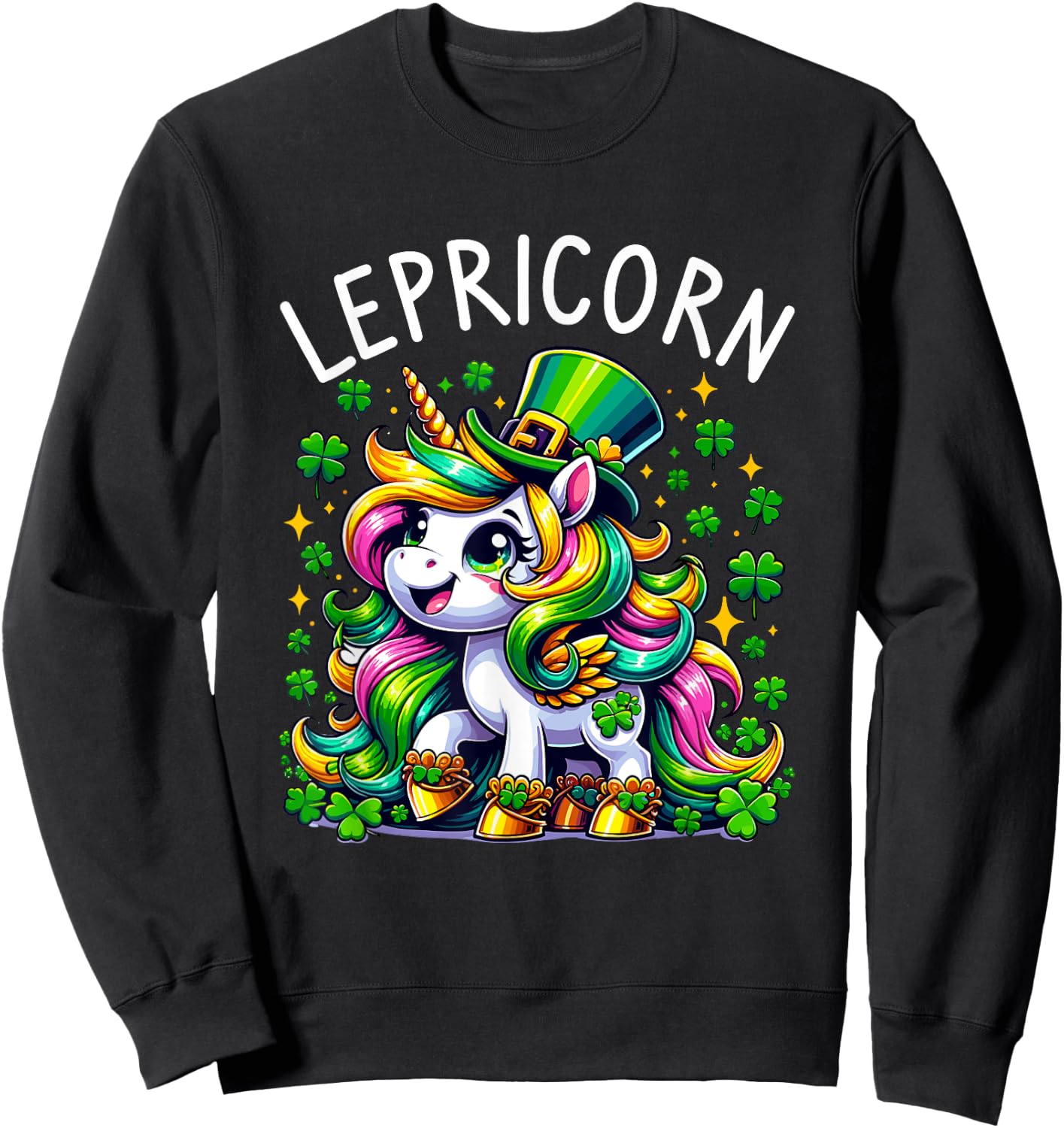 Lepricorn Shenanigans Clover St. Patricks Day St. Patrick Sweatshirt - Sweatshirt | Black