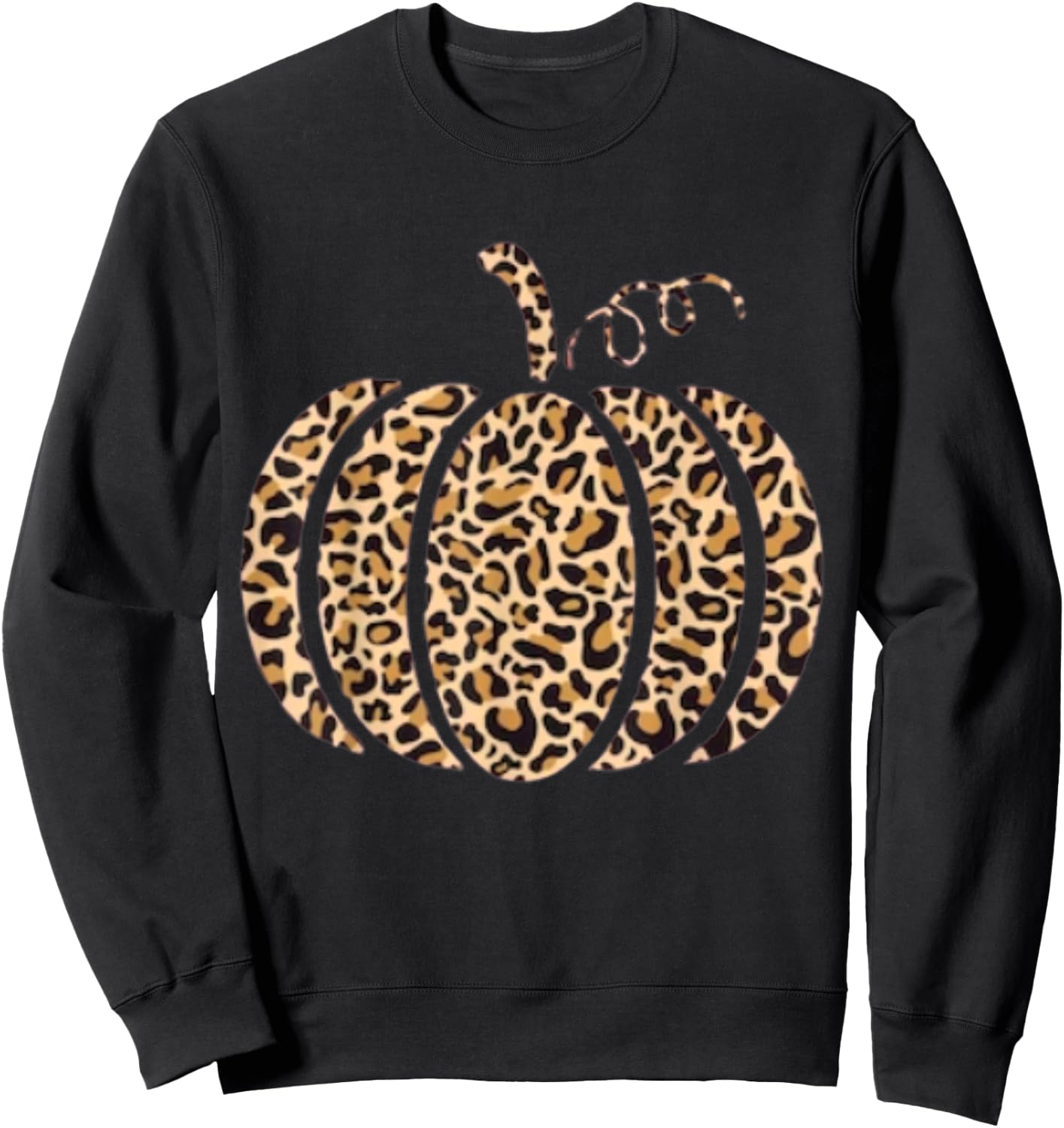 Pumpkin Leopard Print Cheetah Fall Graphic Thanksgiving Sweatshirt - Sweatshirt | Black